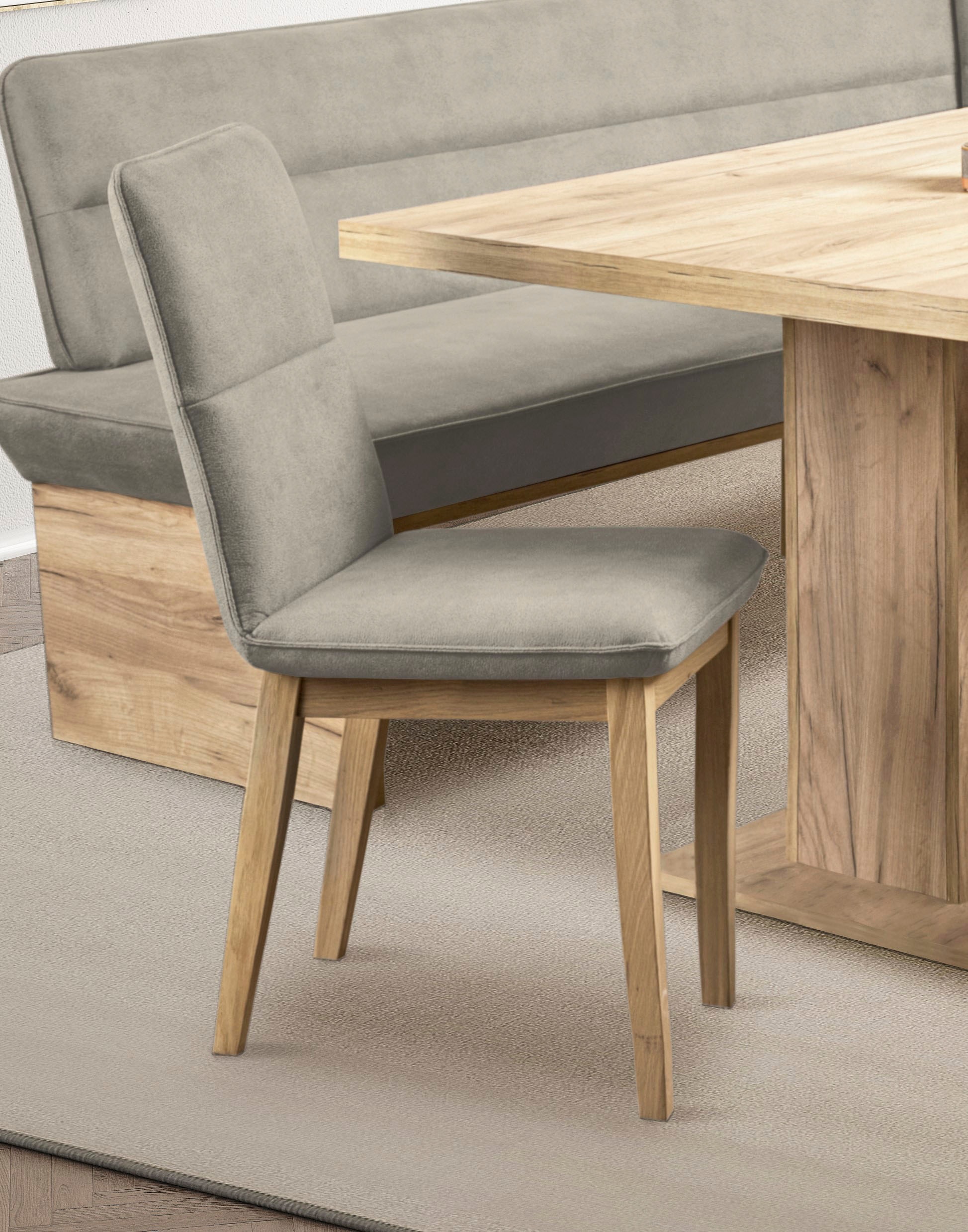 GOODproduct Eckbankgruppe »Beluna + Cross Essecke Sitzgruppe Eckbank Küchenbank BESTSELLER« Set, Eckbank, 2 Stühle und Tisch, 4 Stk. tlg. Sitzgruppe Esszimmer Stühle Tisch und Bank bequem gepolstert