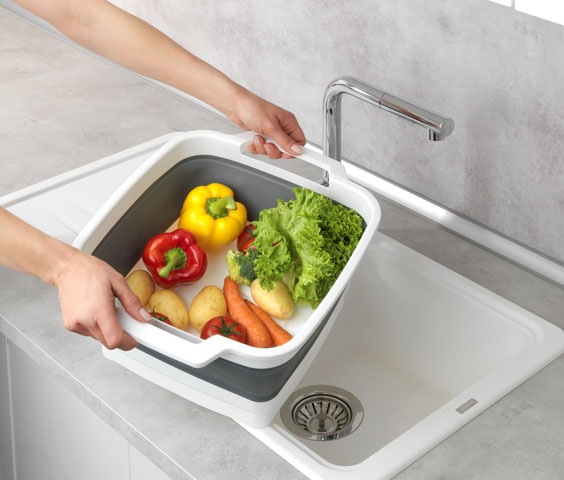 WENKO Waschschüssel »Modell Sira« faltbare Spülschüssel mit Henkeln, ideal für Zuhause und Camping, 8 L