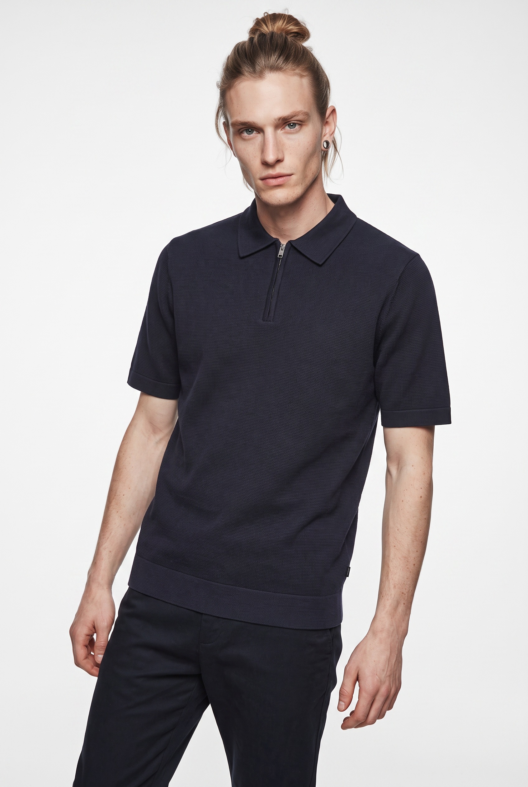 Image of Jack & Jones Polokragenpullover "JPRBLAMILANO SPRING KNIT ZIP POLO SS SN" Baumwollmischung