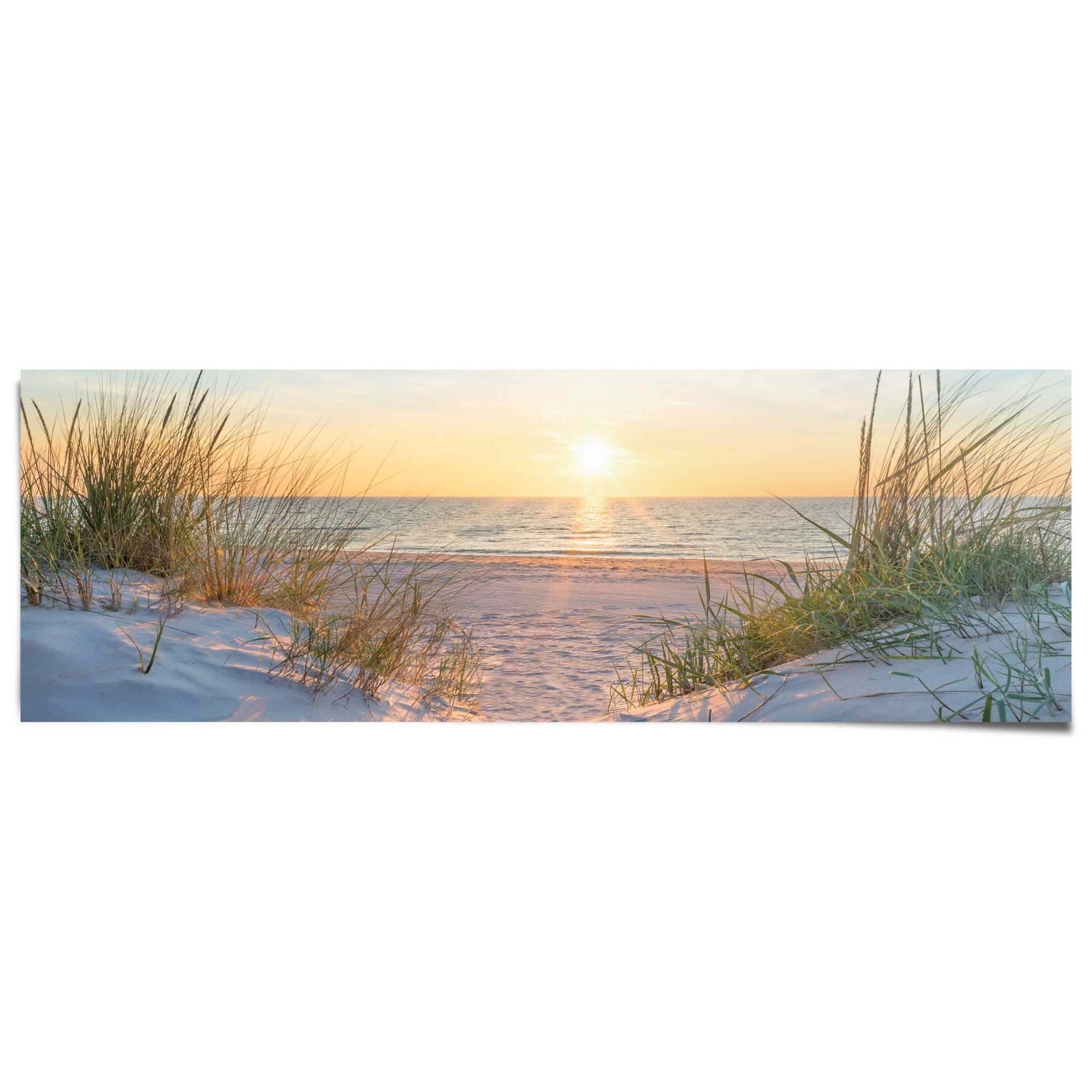Image of Reinders Poster "Golden Hour" Wohnzimmer - Sonnenuntergang - Strand - Meer - 170 gr. Papier
