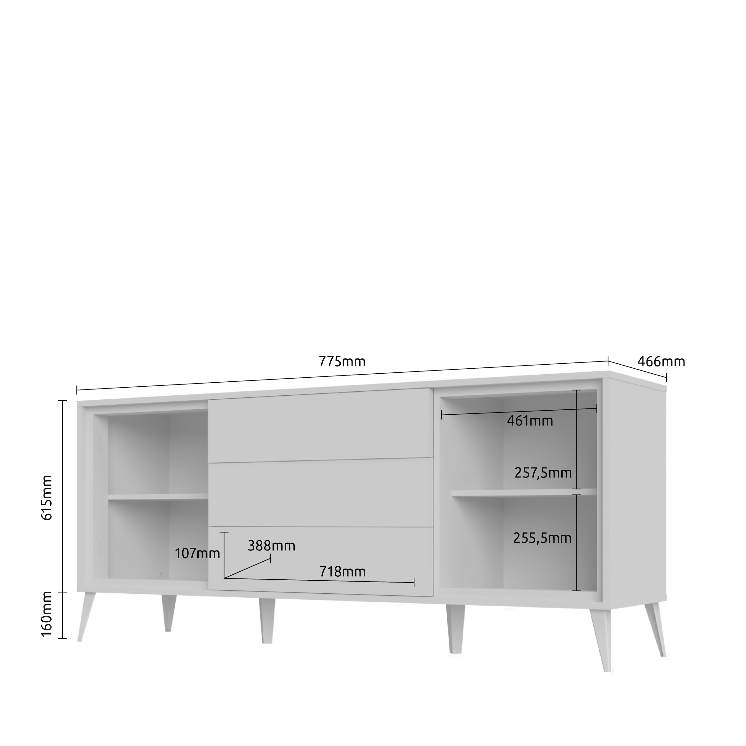 GOODproduct Commode »Vida« (H/L/P) : 78/180/47 cm,  laqué UV, très brillant, fonction soft-close et push-to-open