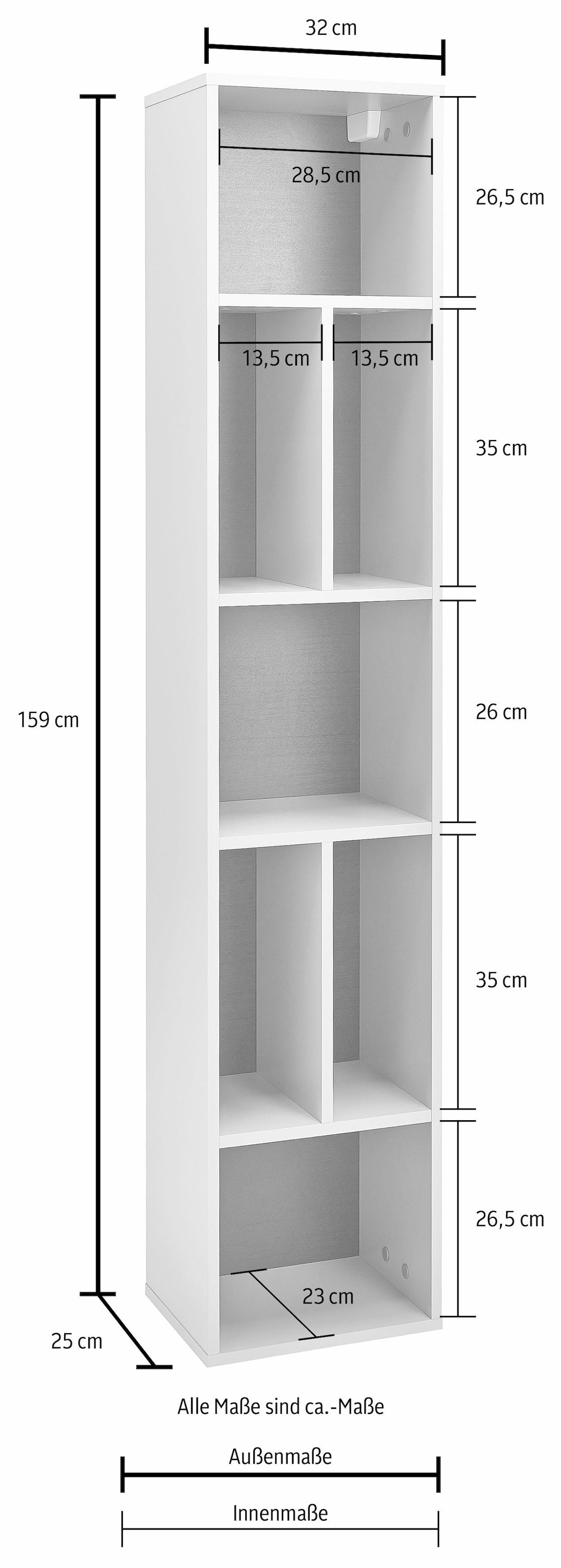 INOSIGN Hängeregal »Toledo,Höhe 159 cm stilvolle Bücherregal, viel Stauraum«, Wandregal Masse 32/159/25 (B/H/T)