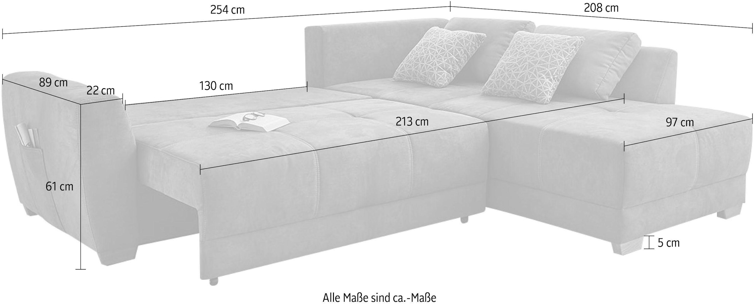 Jockenhöfer Gruppe Ecksofa »Luzern L-Form«, mit Bettfunktion und geräumigen Bettkasten