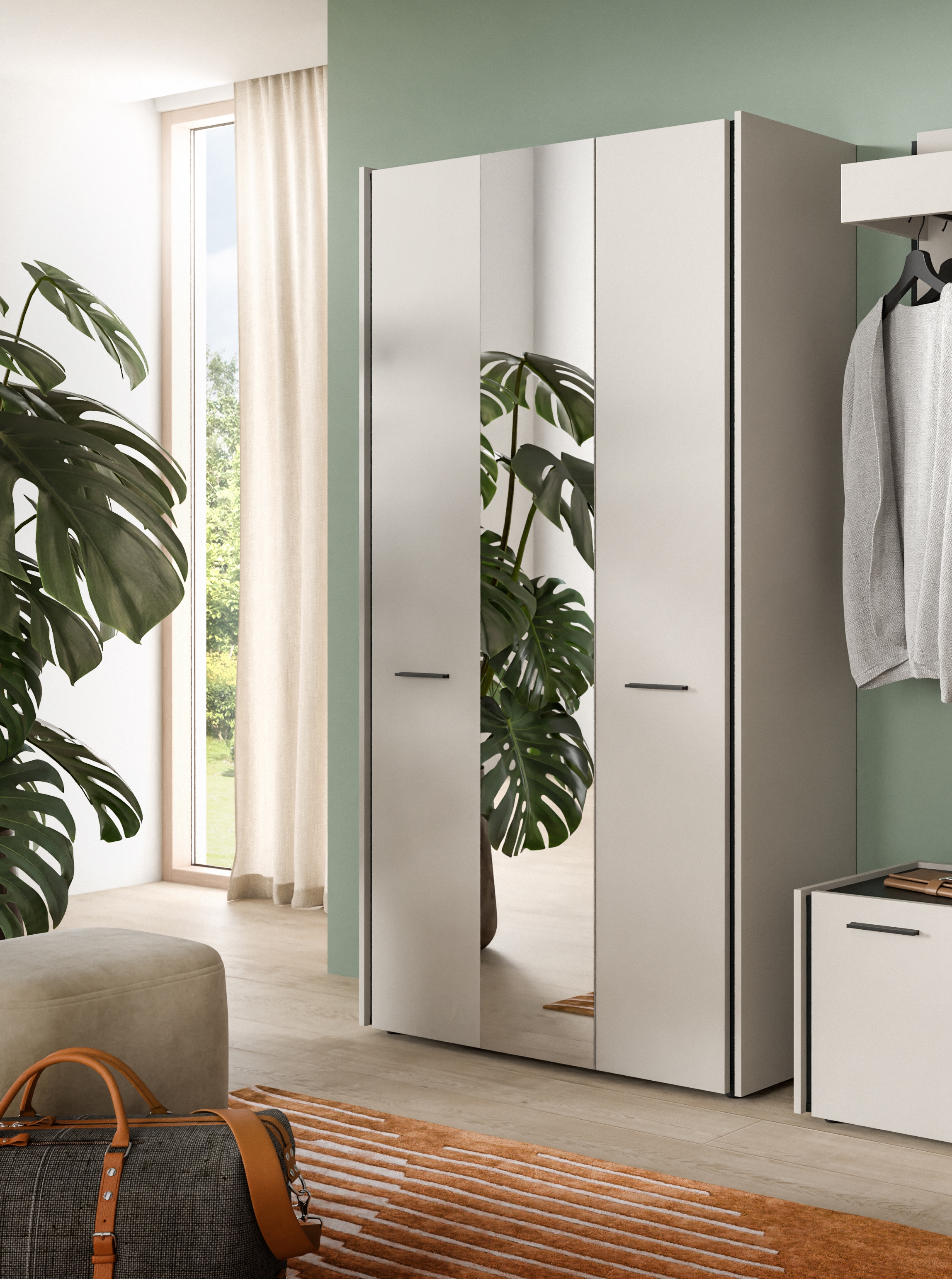 Home affaire Garderobenschrank »RAK, Breite 107 cm, viel Stauraum, 3 Türen, 12 Fächer« bietet Platz für ca. 60 Schuhe,  Schuhschrank, Hochschrank, Kleiderschrank, Mehrzweckschrank, Schrank