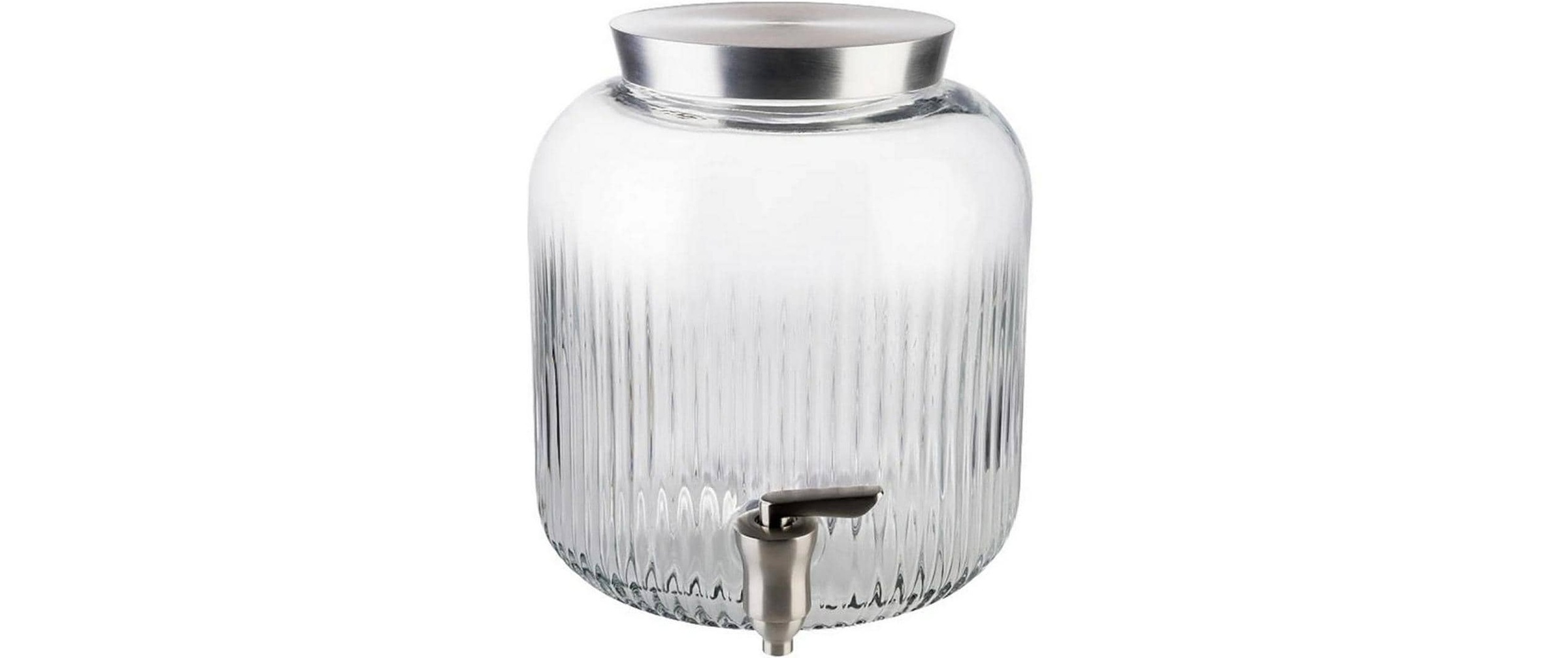 Image of APS Getränkespender "Ø 20 cm, H: 23 cm, 5 Liter" Glas, Edelstahl, mit Deckel und Zapfhahn