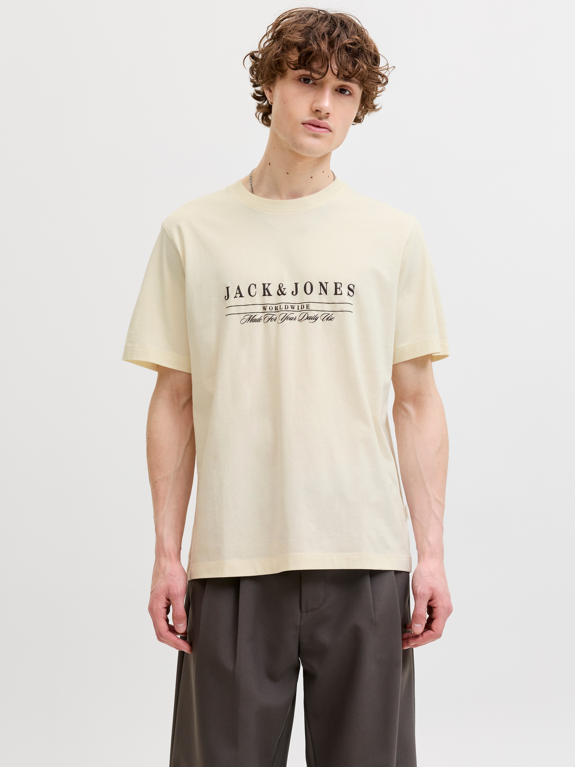 Image of Jack & Jones T-Shirt "JORSAVONA BRANDING TEE SS CN STYD SS26" Baumwolle, relaxed fit