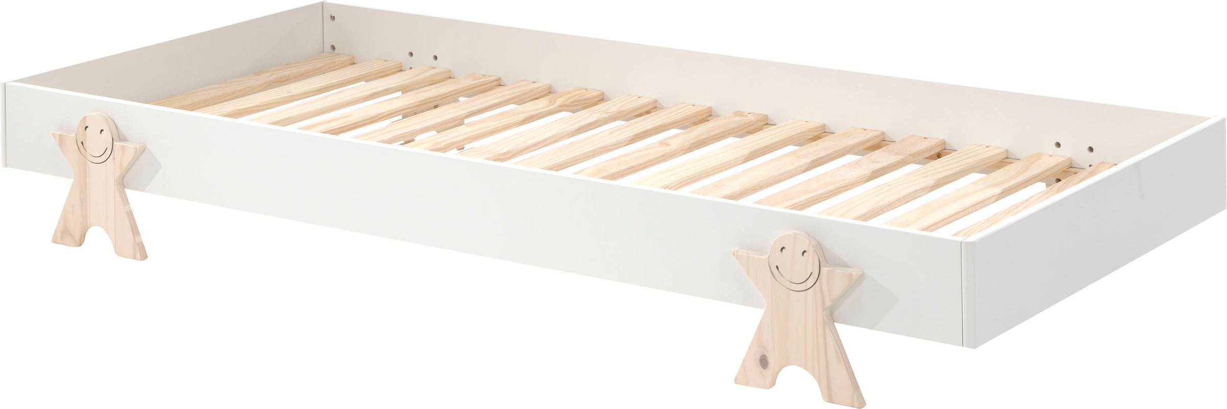 Vipack Lit d'enfant »Modulo, stapelbares Einzelbett, inkl. Rolllattenrost, 2 Farben« L/H/P env. 203,6x93,8x48 cm, pieds smile massif, côtés lit MDF laqué,  surface de couchage 90/200 cm, disponible à l'unité ou en lot de 2