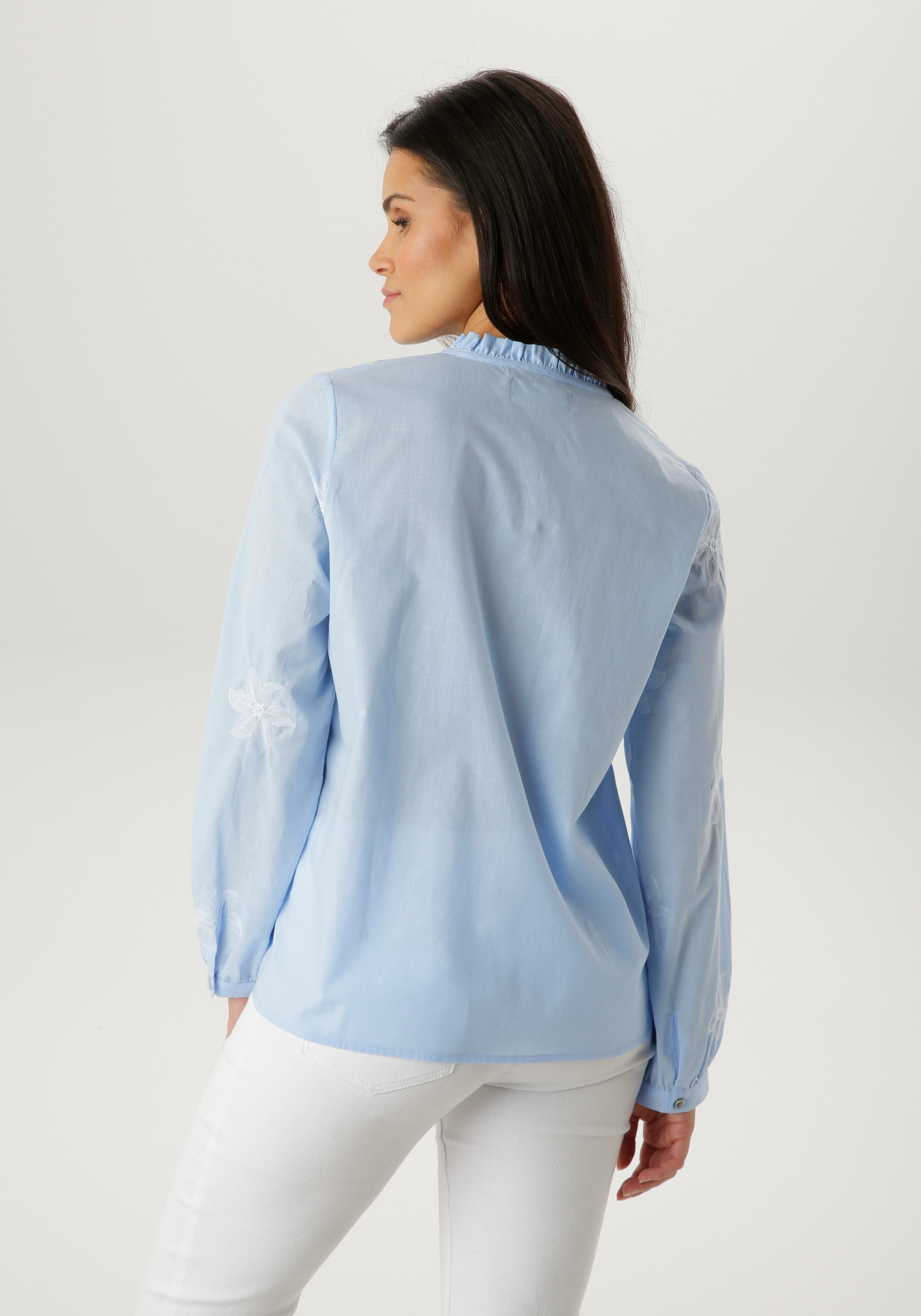 Aniston SELECTED Blouse à enfiler avec broderie intégrale élaborée et volants