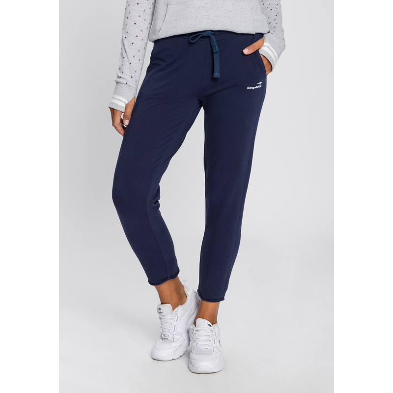 KangaROOS , Jogginghose in 7/8-Länge mit Logo-Druck , blau , 42 , Sportive Schlupfhose mit elastischem Bund von KangaROOS