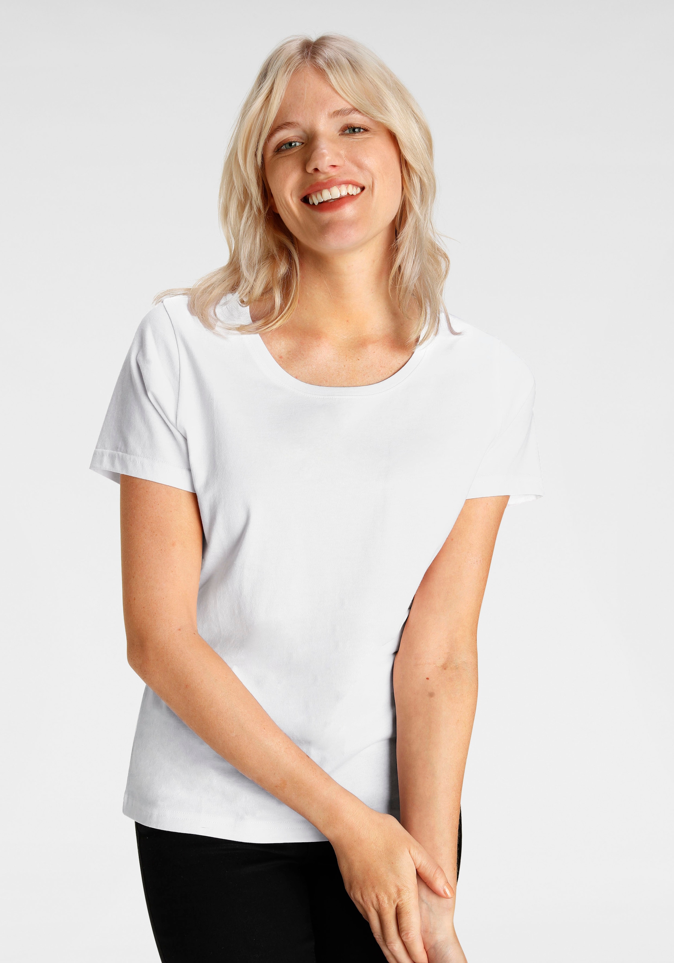 Eastwind T-Shirt, (Packung, 3 tlg., 3er-Pack), Kurzarm, hüftlang, für die Freizeit, aus Baumwolle