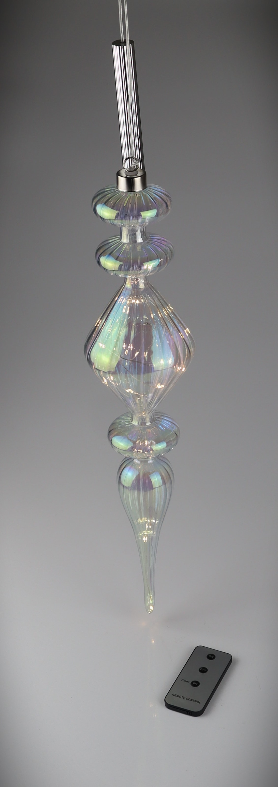 Image of AM Design LED Dekoobjekt "Glas-Zapfen irisierend, 20 Leuchten" 9x47 cm