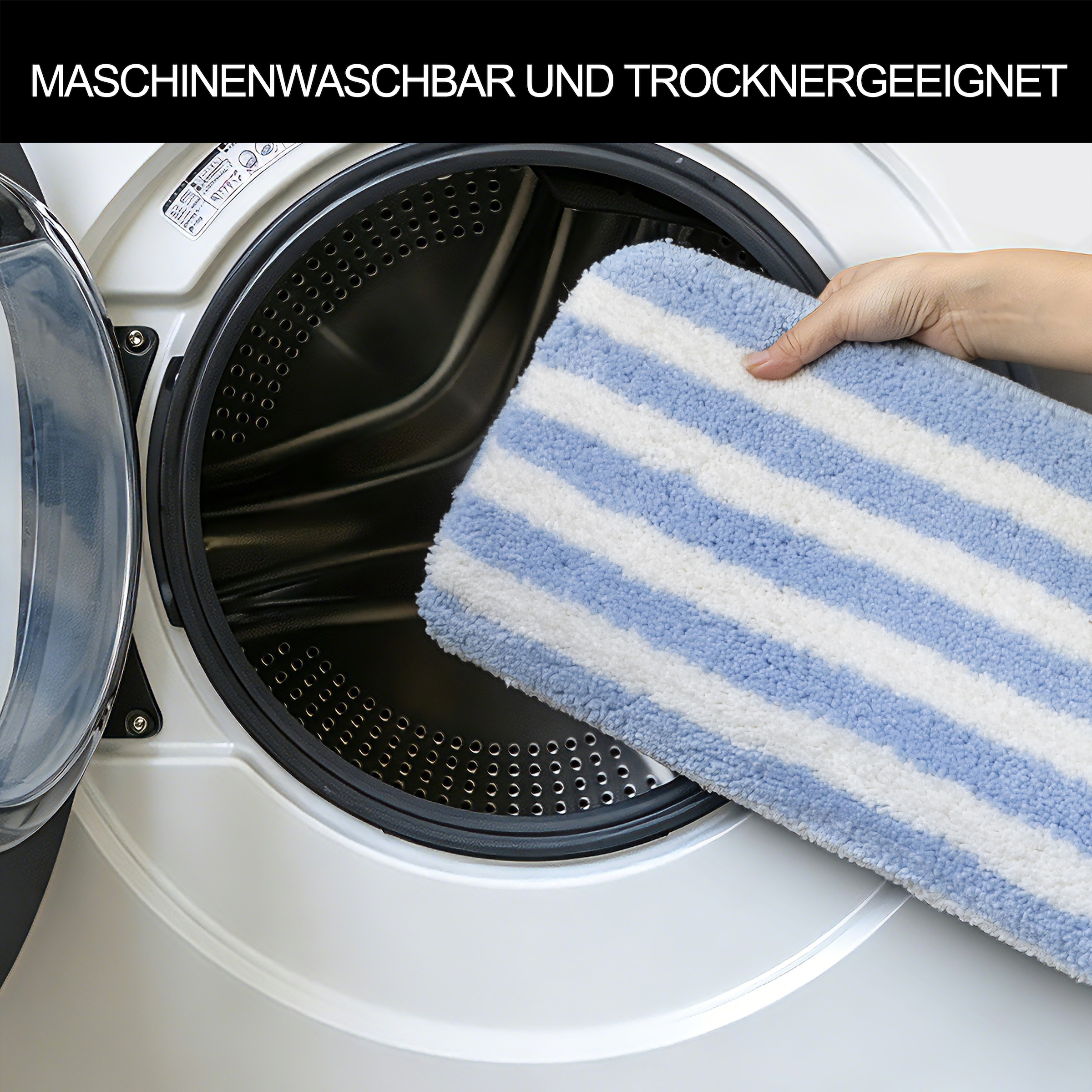 GOODproduct Badematte »Streifen, Jannika, Badvorleger, Badezimmer Teppich« Höhe 12 mm rutschhemmend beschichtet fussbodenheizungsgeeignet | schnell trocknend Scandi, modern, gestreift, Badteppich, Badematten