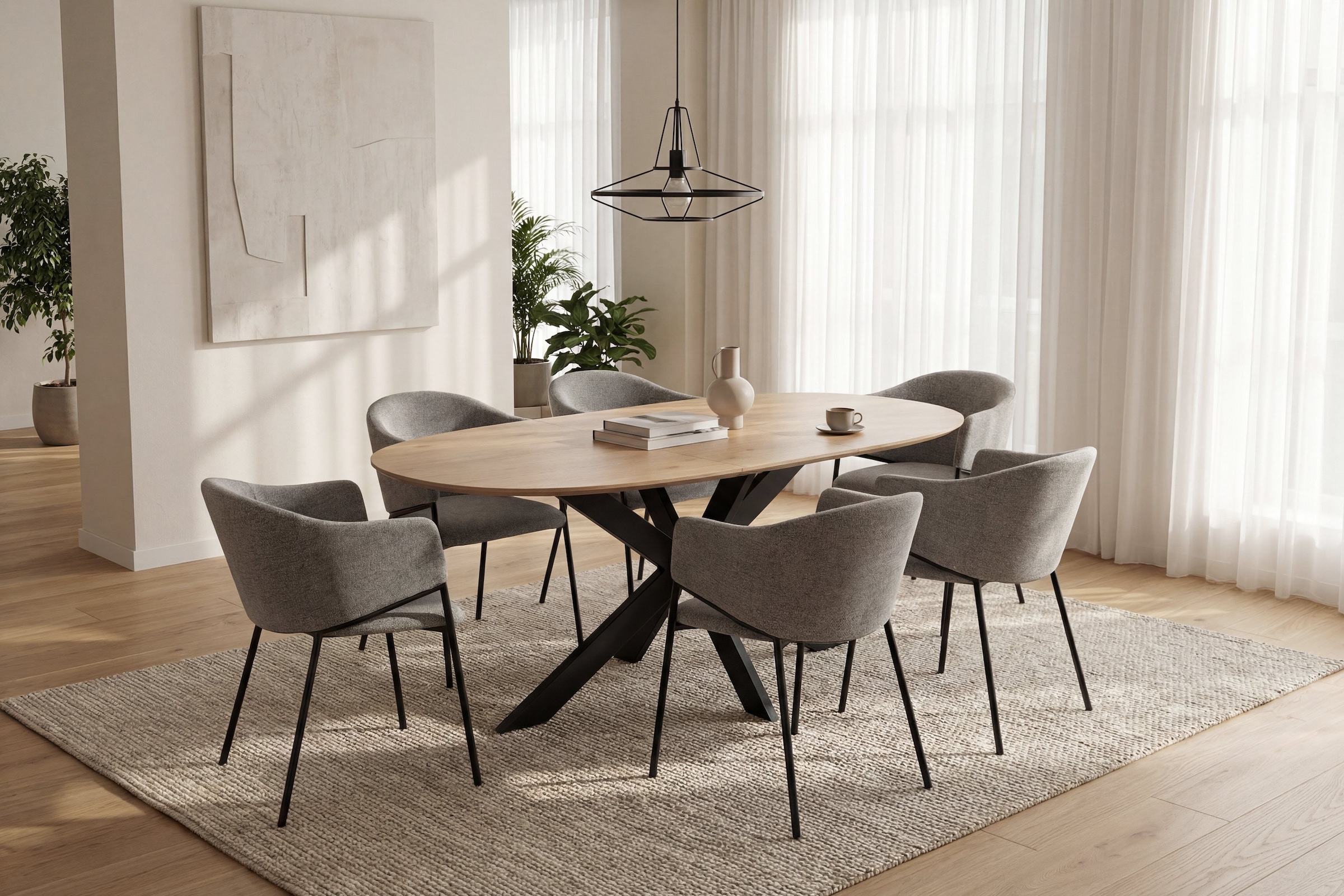 byLIVING Chaise de salle à manger »YORK« (Ensemble) 2 cuisStrukturstoff in grau, bis 110 kg, Schaumstoff, 4-Fussgestell