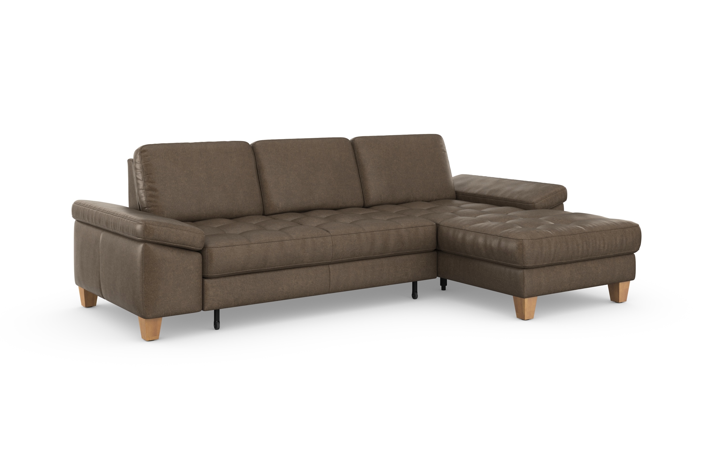 sit&more Ecksofa »Westham L-Form«, mit Recamiere, mit oder ohne Bettfunktion, Bettkasten, Füsse Eiche