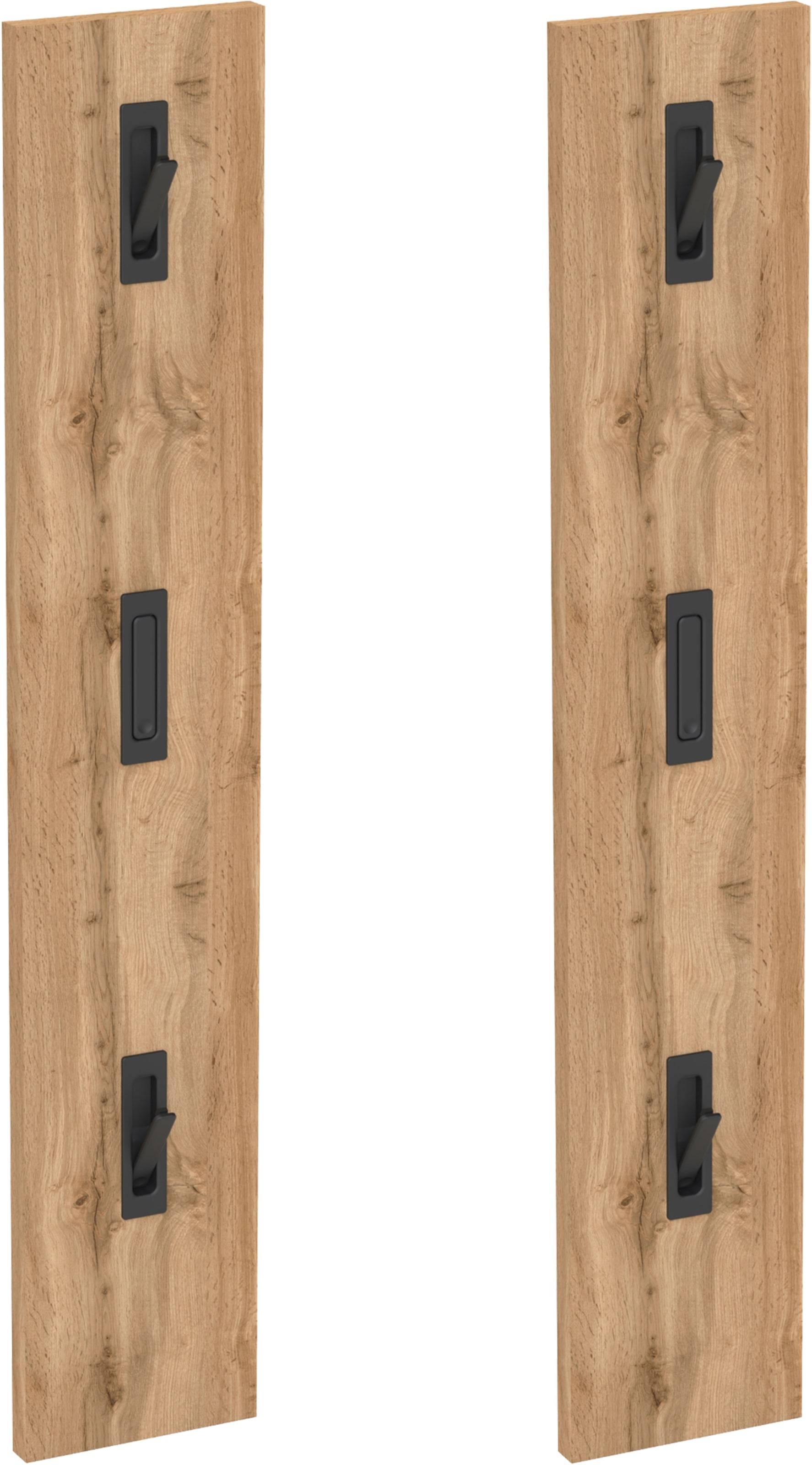 Image of Schildmeyer Garderobenpaneel "Saga, 2er Set, mit 6 ausklappbaren Kleiderhaken, Made in Germany" 2 Stk. tlg. Fühlbare Holzstruktur, Made in Germany