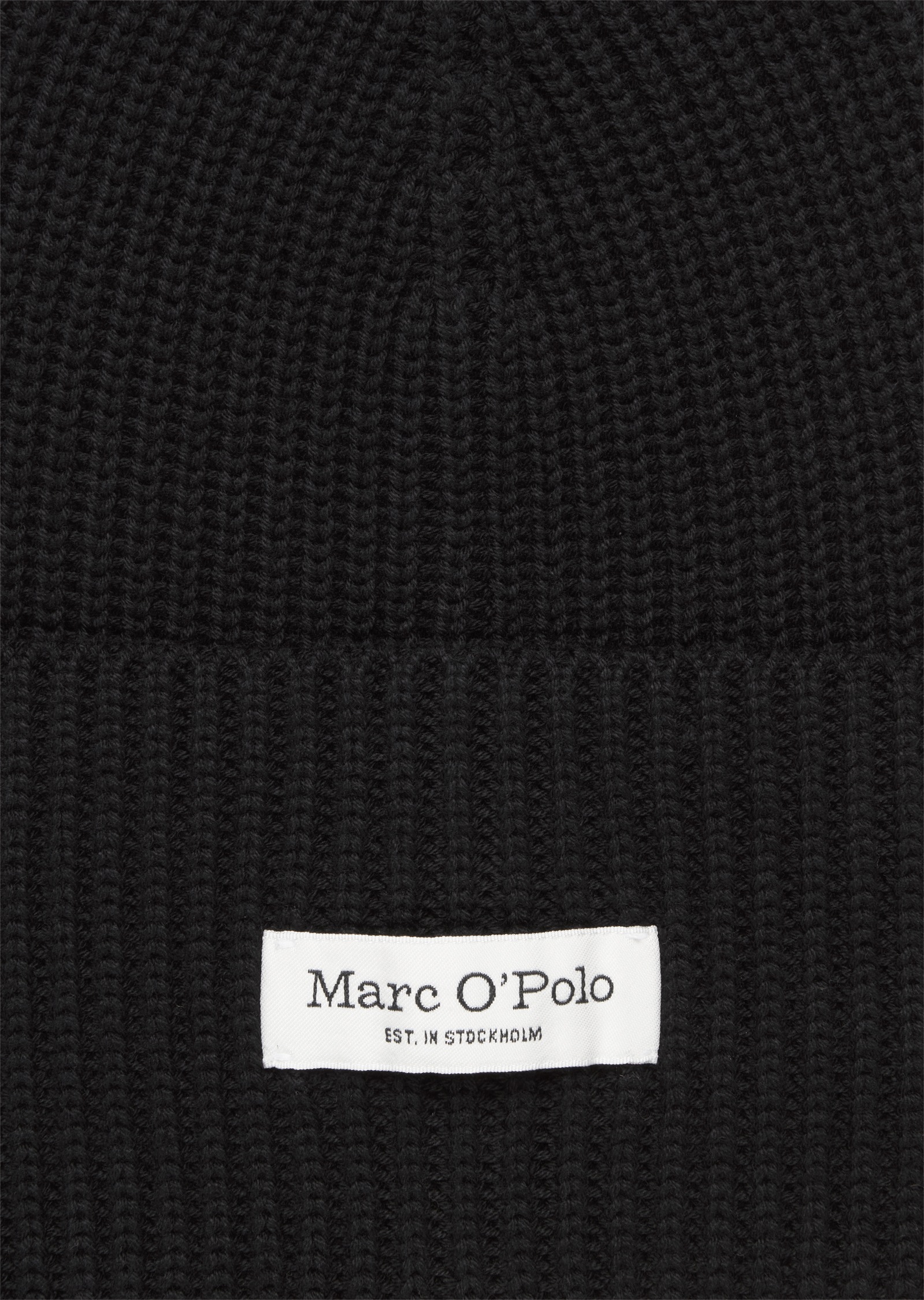 Marc O'Polo Beanie, breiter Umschlag, Markenlabel, Rippstrick