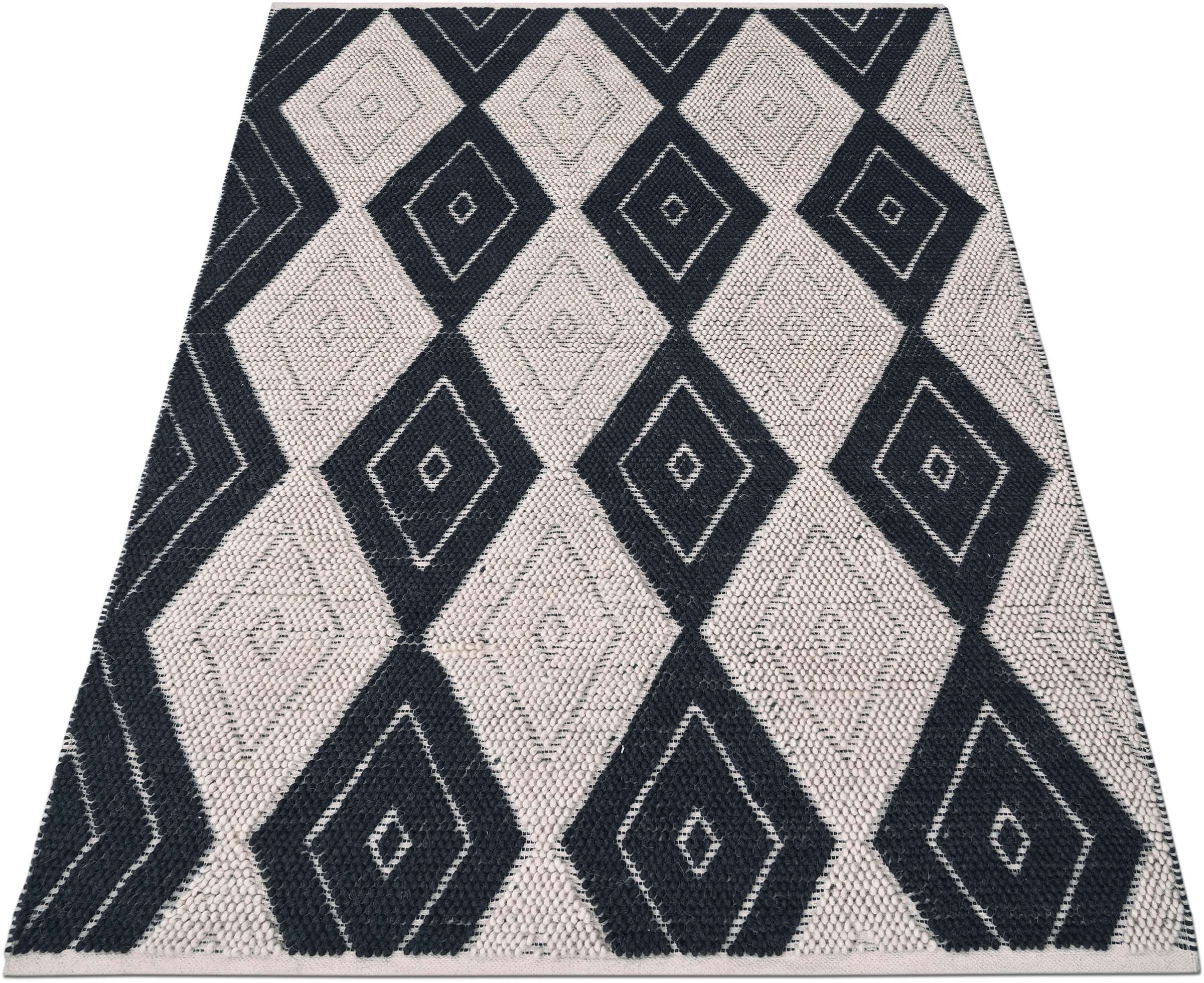 Image of Guido Maria Kretschmer Home&Living Teppich »Nergis«, rechteckig, 17 mm Höhe, Hoch-Tief, Rauten, ideale Teppiche für Schlafzimmer, Wohnzimmer, Arbeitszimmer, Esszimmer bei Ackermann Versand Schweiz