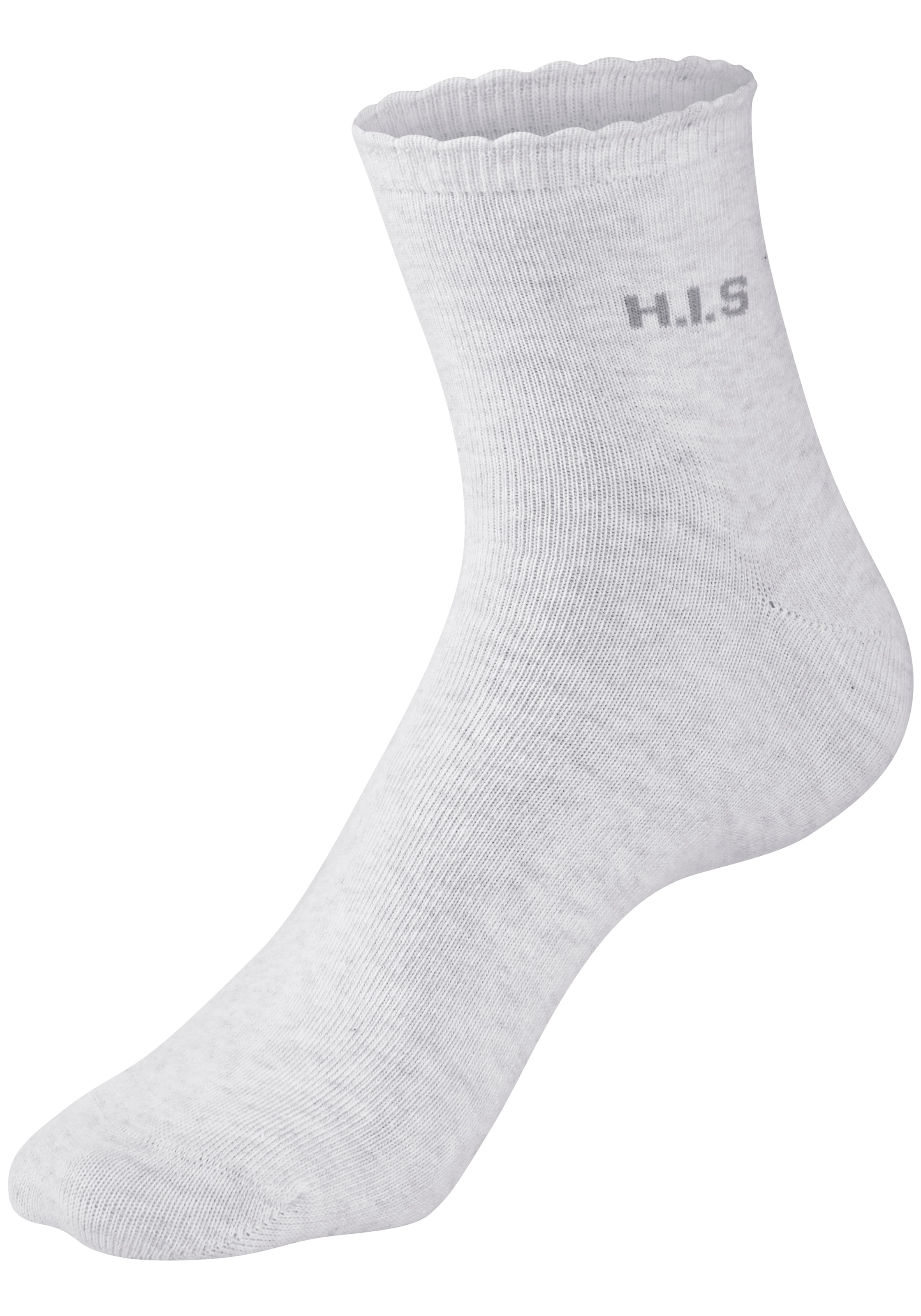 H.I.S Chaussettes courtes »Damen uni und meliert für die ganze Woche« Paquet, 7 Couple tlg. avec un bord-côte ondulé