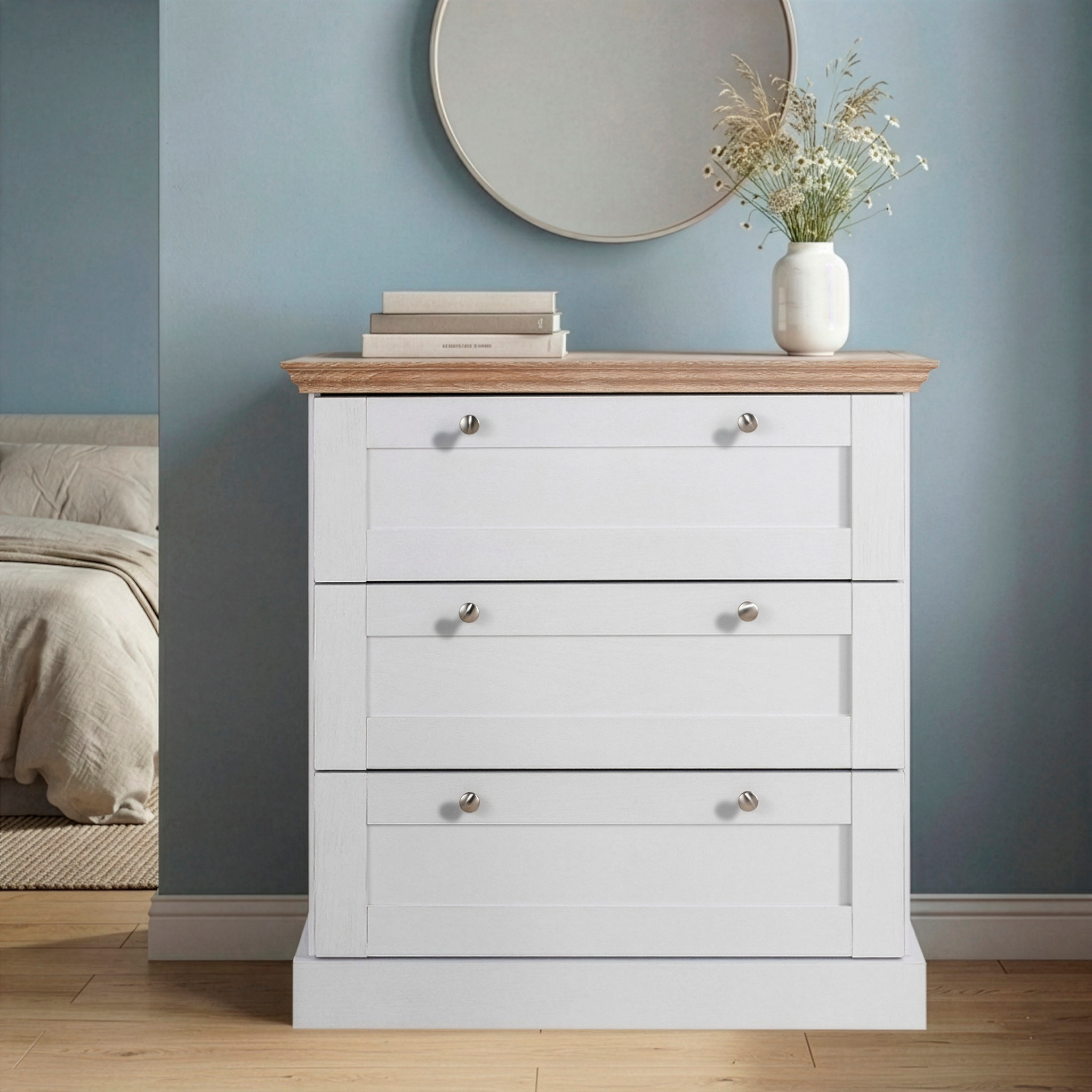 OTTO home Schubkastenkommode "Binz" mit schönen Metallgriffen, 3 Schubladen, Breite 75 cm