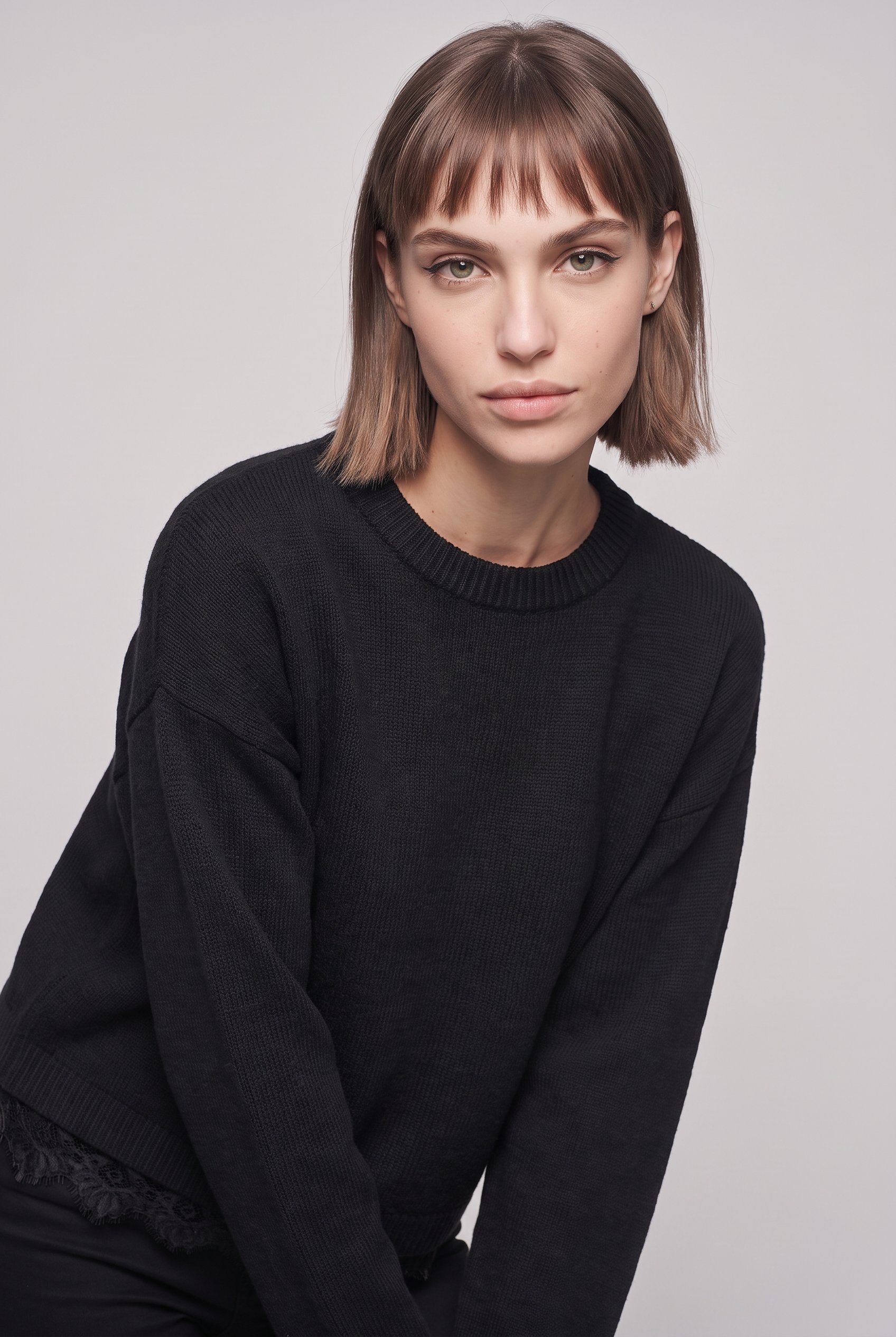 Image of ONLY Strickpullover "ONLALIVIA LS LACE O-NECK CS KNT" Materialmix, regular fit