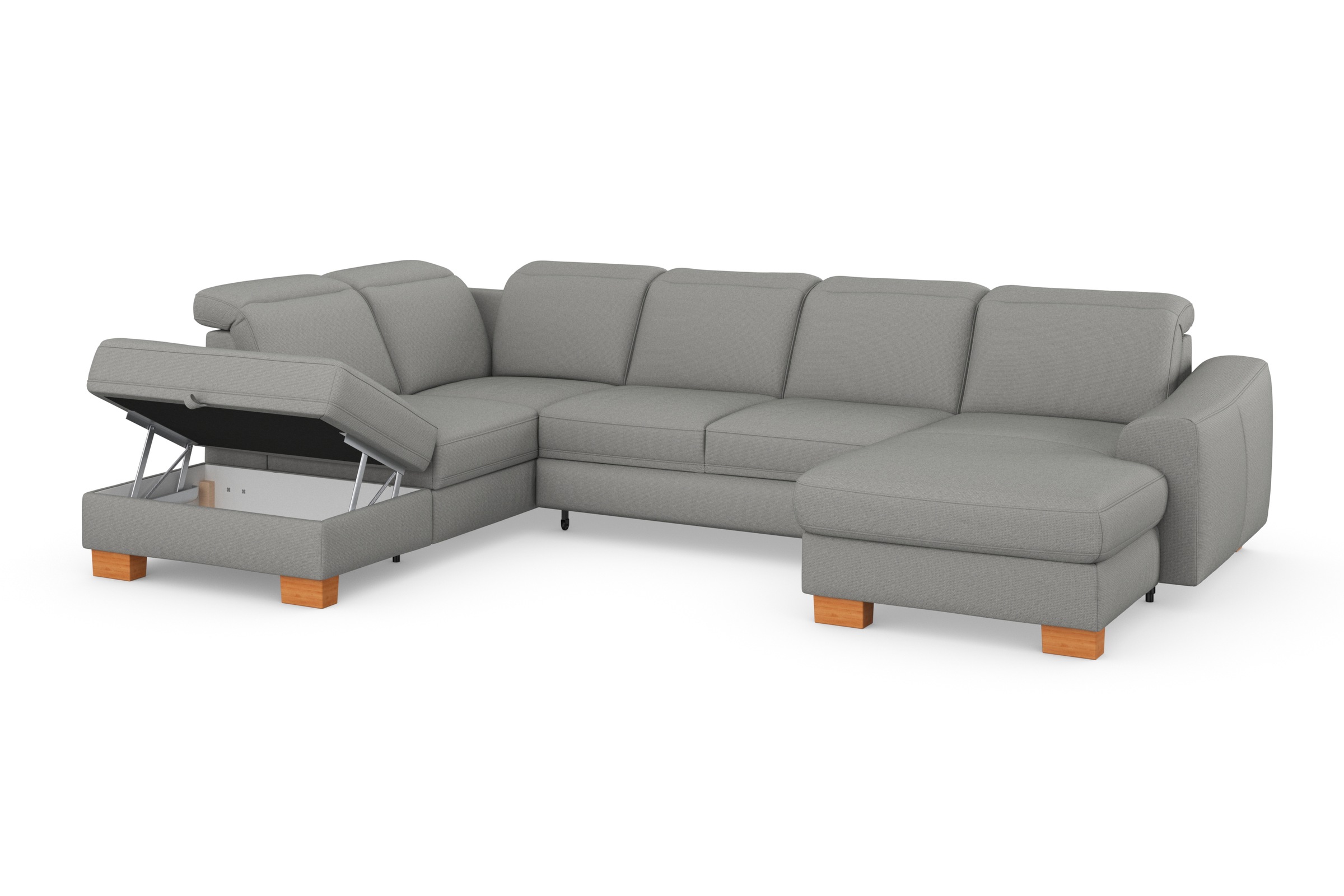 sit&more Wohnlandschaft »Dundee U-Form«, mit Federkern und Massivholzfüssen, wahlweise mit Kopfteilverstellung