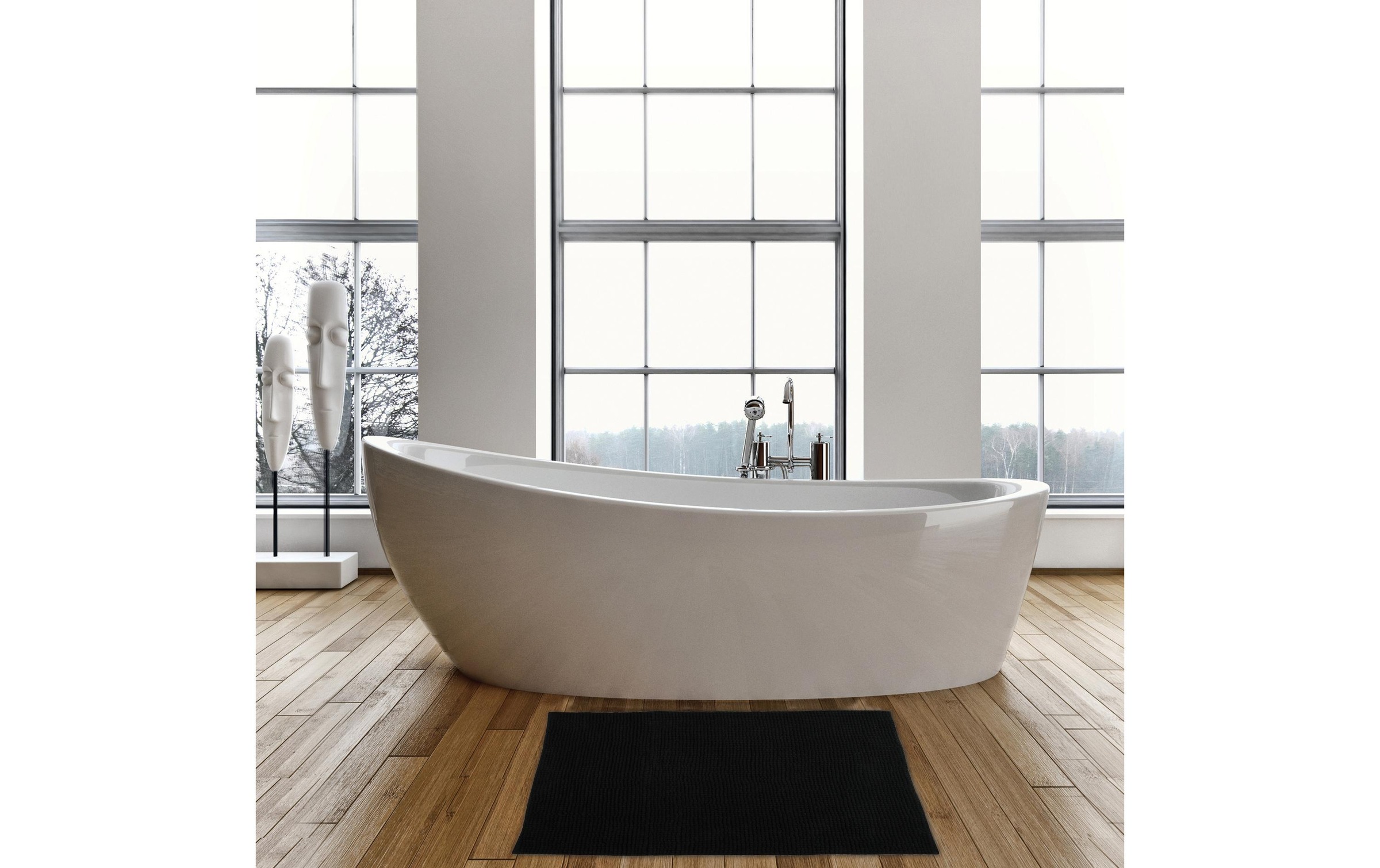 MSV Badematte »Chenille Schwarz«
