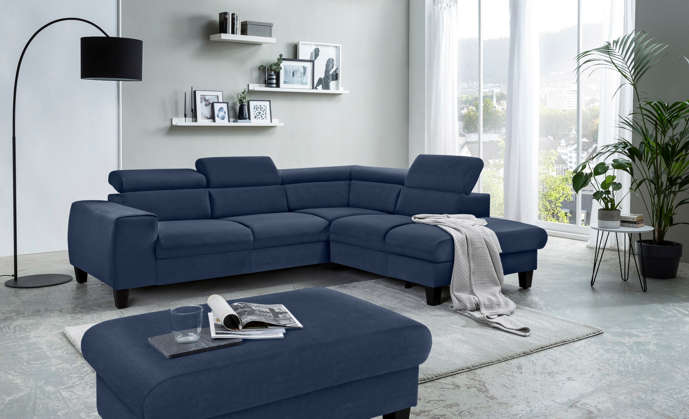 COTTA Ecksofa »Morven L-Form mit Kopfteilverstellung«, wahlweise mit Bettfunktion, Bettkasten & Wireless-Charger