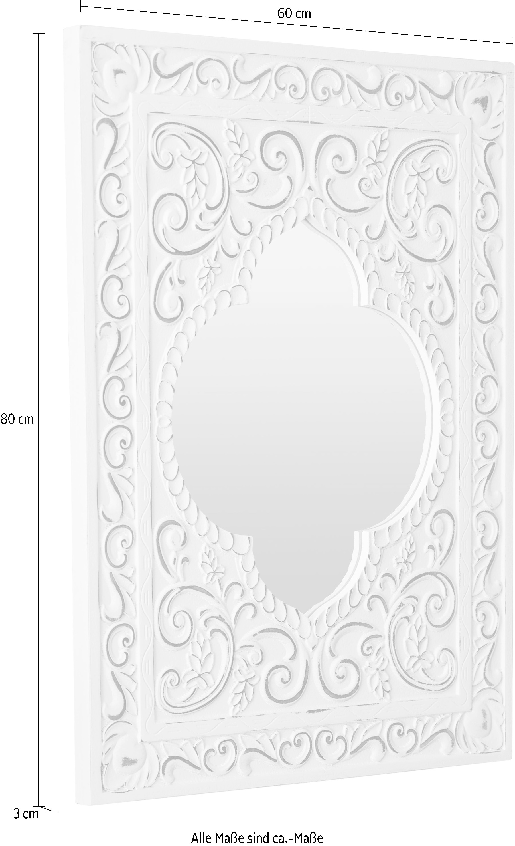 my Flair Dekospiegel »Felicitas«, (1 St.), Wandspiegel, weiss, Landhaus, rechteckig, Orient Optik