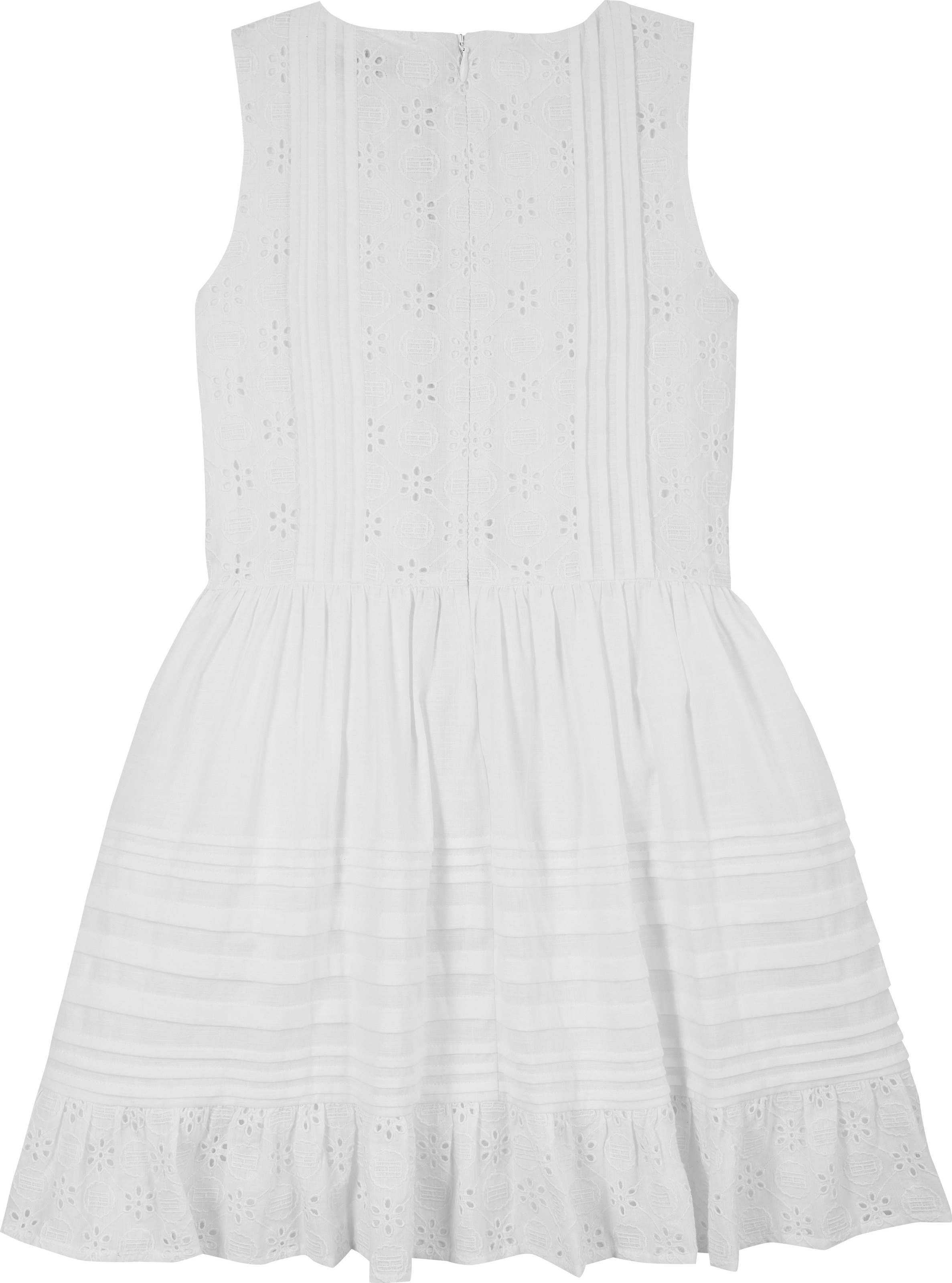 Tommy Hilfiger Sommerkleid »EMBROIDERED COTTON DRESS SLVLS«, mit zarter Lochstickerei, mit Biesen