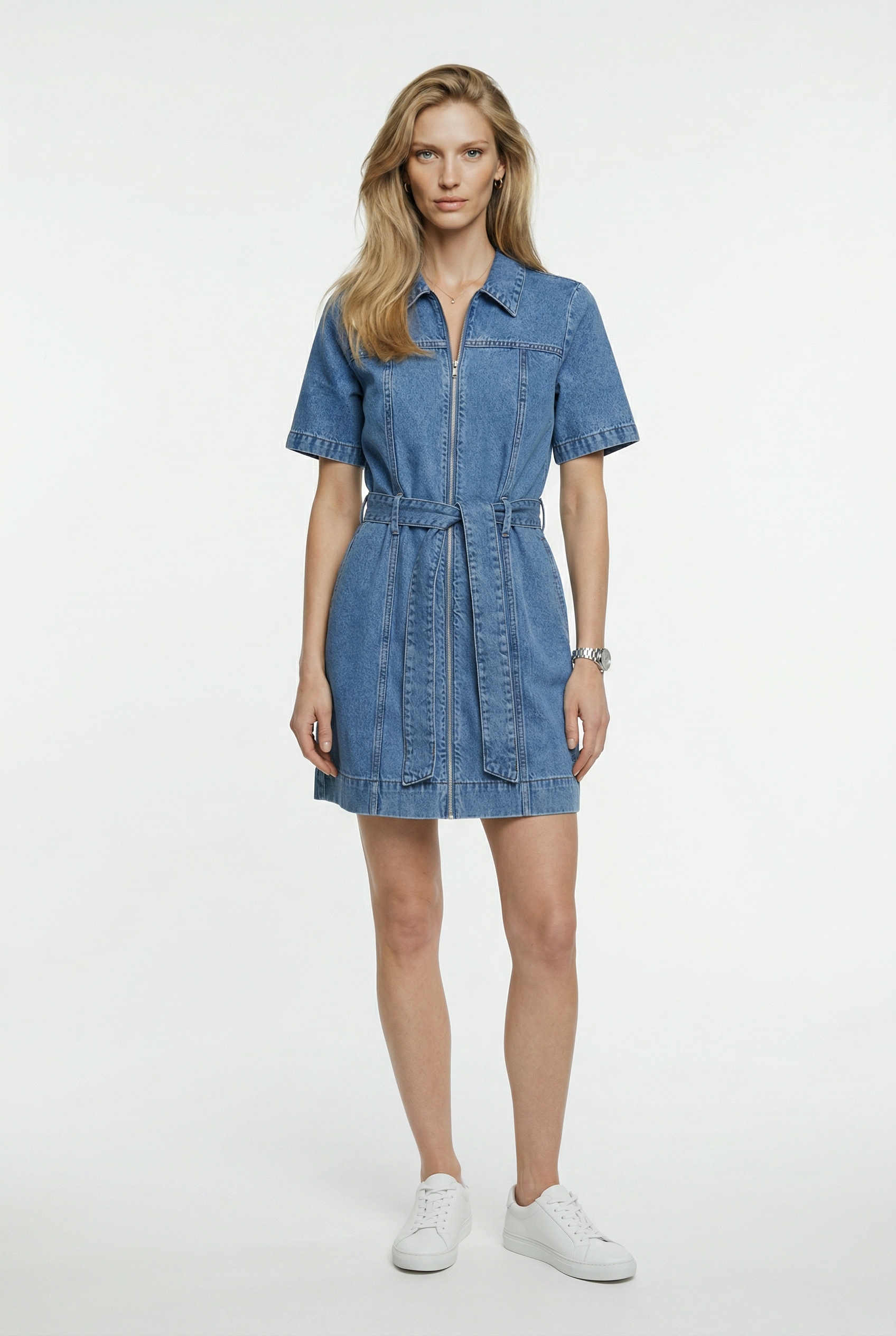 Image of Calvin Klein Jeans Jeanskleid "BELTED SHIRT DRESS RADIO BLUES" Ohne Tasche Regular fit mit Gürtel