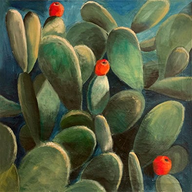 Image of queence Leinwandbild "Cactus de Felanitx" Blumen Blumenbilder Kunst Pflanzen Pflanzenbilder 1 Stk. tlg. Premium-Leinwandstoff, Handarbeit aus Deutschland