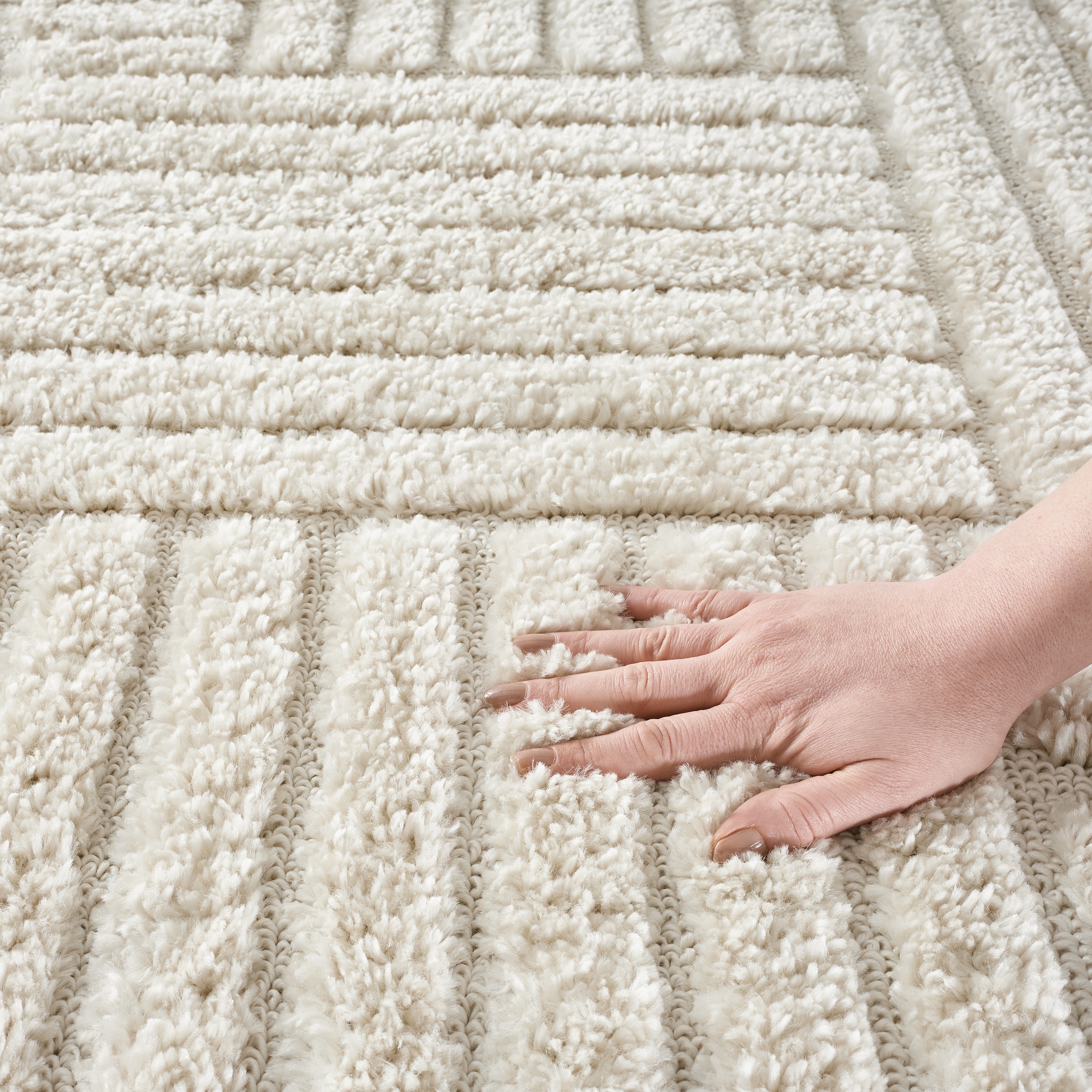 GOODproduct Teppich »Jonne, Boho-Design, Scandi, Designteppich« rund 20 mm Höhe Hoch-Tief, 3D Optik, skandinavischer Stil, Wohnzimmer, Schlafzimmer