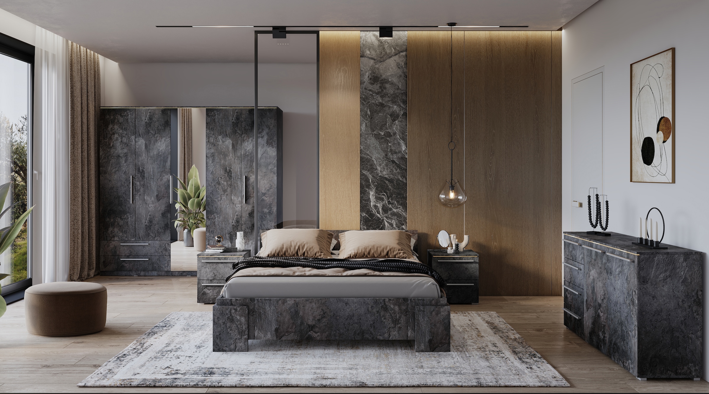 INOSIGN Bettgestell »India, FSC-zertifizierter Holzwerkstoff, Made in Europe«, Doppelbett 160x200 oder 180x200cm, weiss oder schieferfarben