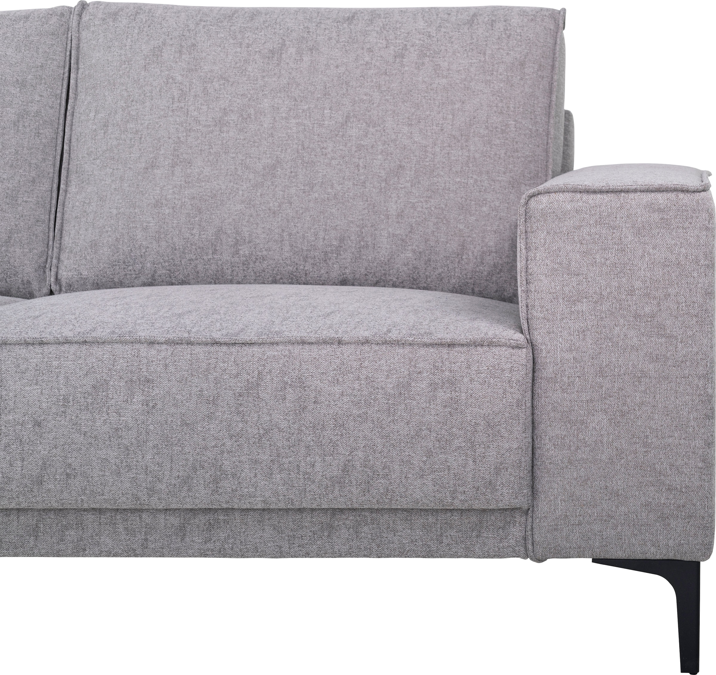 Places of Style Ecksofa »Polsterecke Oland, Struktur, Flachgewebe, Luxus-Microfaser, Boucle«, L-Form, 280 cm, Wellenunterfederung, Skandi-Design, Metallfüsse