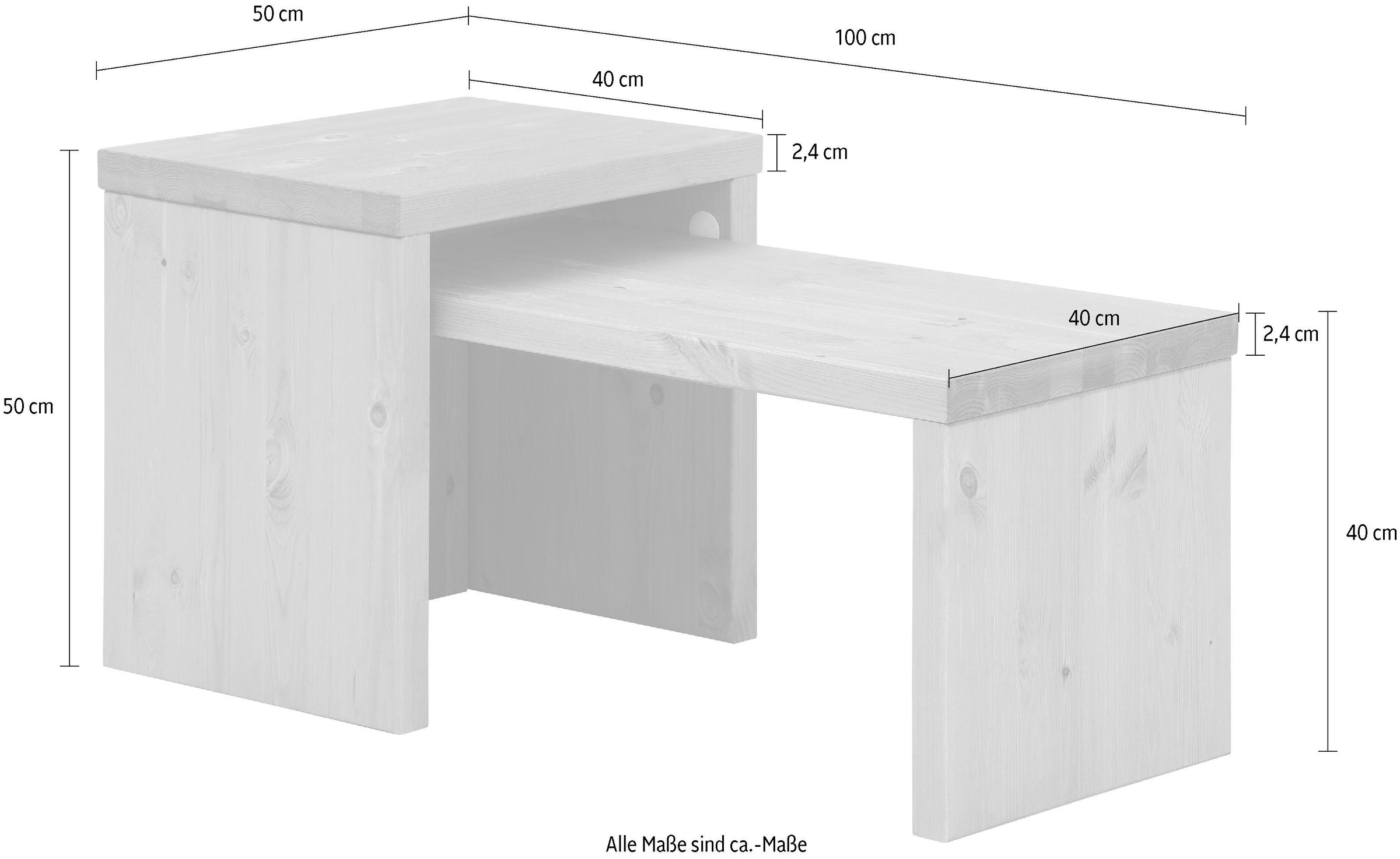 Home affaire Couchtisch »Leinz«, (Set, 2 St.), aus Kiefer, Tischplatten in zwei Stärken erhältlich, Breite 100 cm