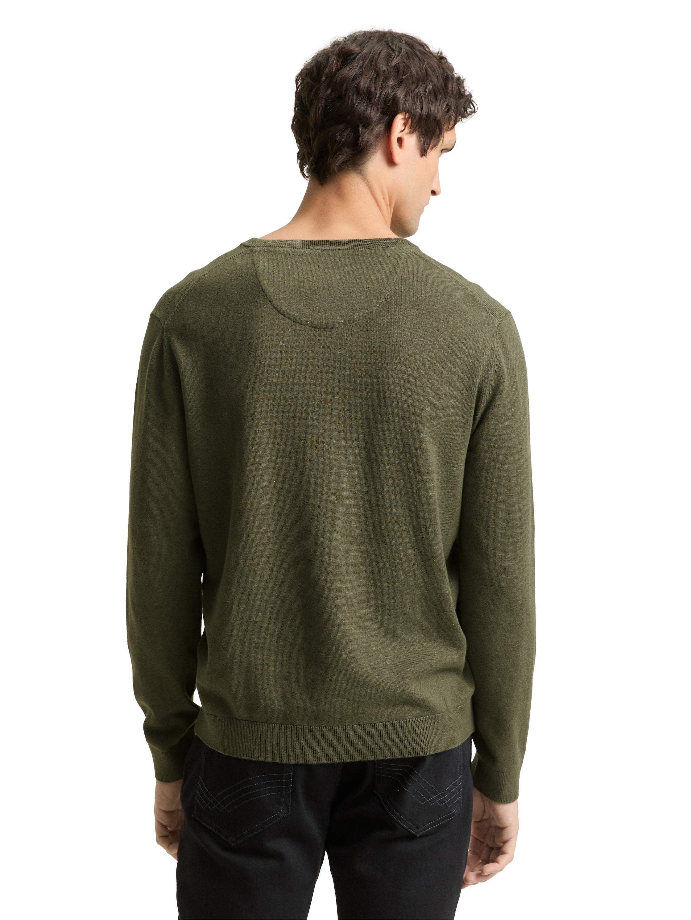 TOM TAILOR V-Ausschnitt-Pullover mit kleiner Logo-Stickerei