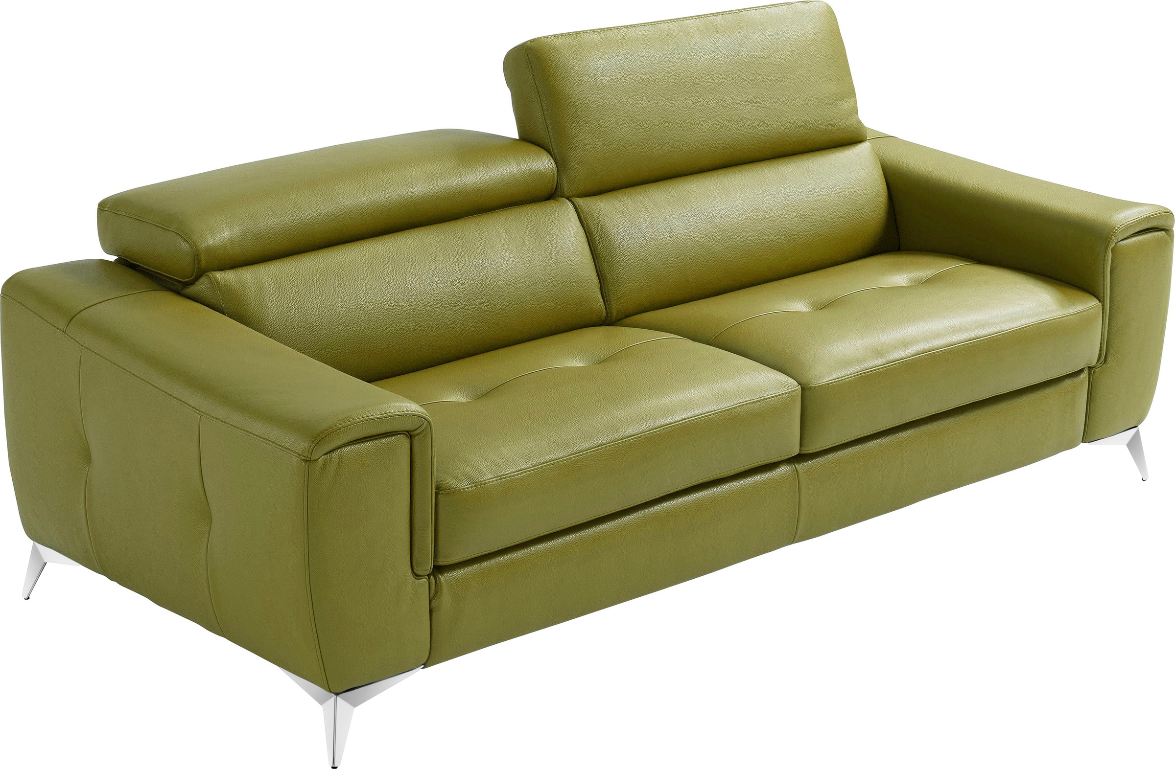 Image of Egoitaliano Schlafsofa "Francine Designsofa, Loungesofa mit Dauerschlaffunktion, Breite 233 cm" mit Bettfunktion, Leder BULL, salbei, Fussfarbe chrom