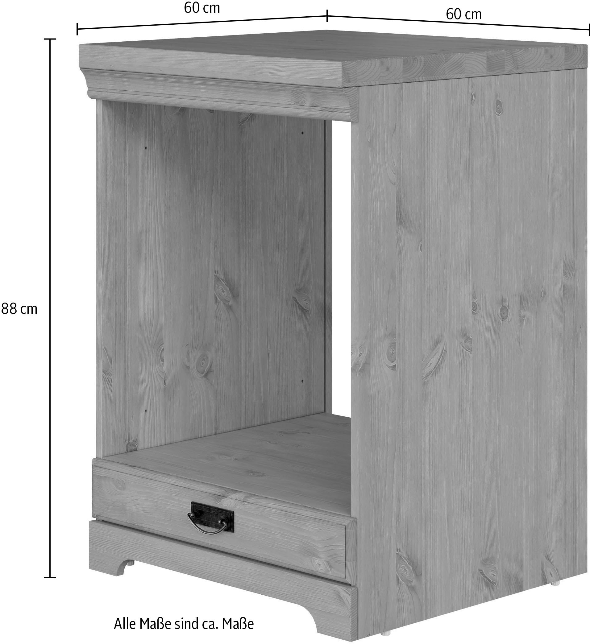 Home affaire Herdumbauschrank »Rügen« Breite 60 cm, Kiefer massiv, Nischenmass Herd B/T/H 56,7/54,2/60,5 cm