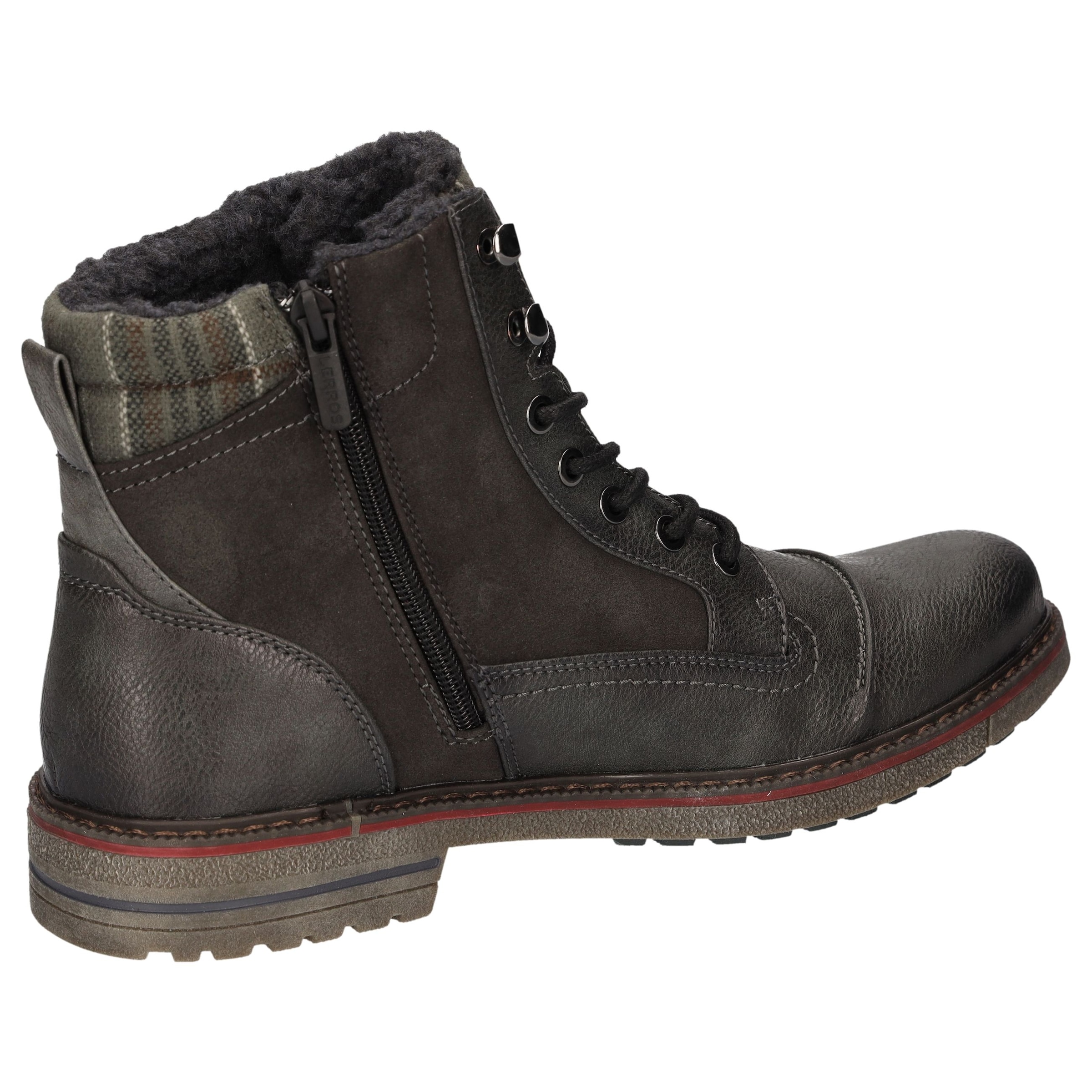LERROS Winterboots  Workerboots, Schnürboots mit gepolstertem Karo-Schaftrand