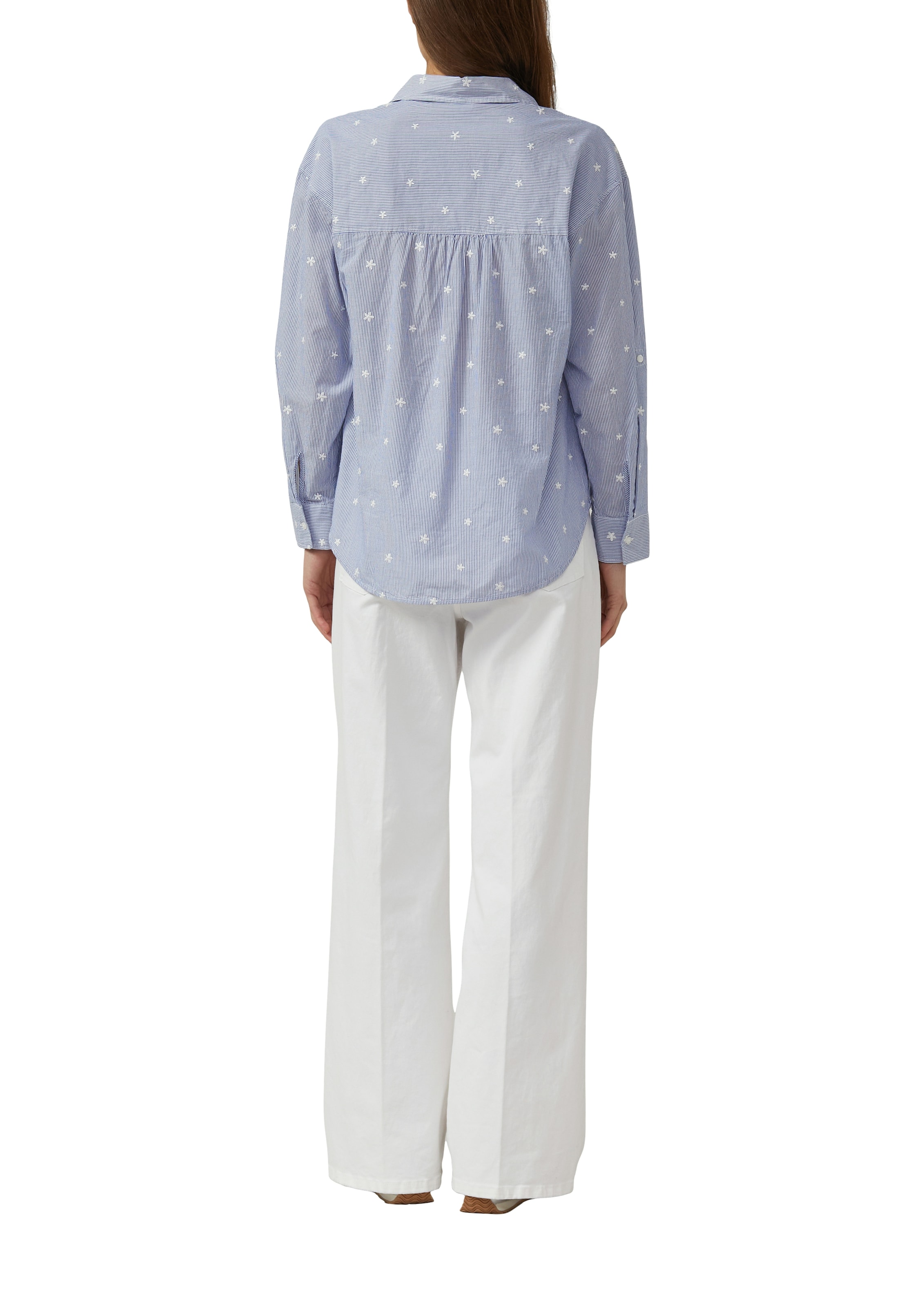 s.Oliver Blouse à manches longues im Streifen-Look und mit Allover-Stickereien