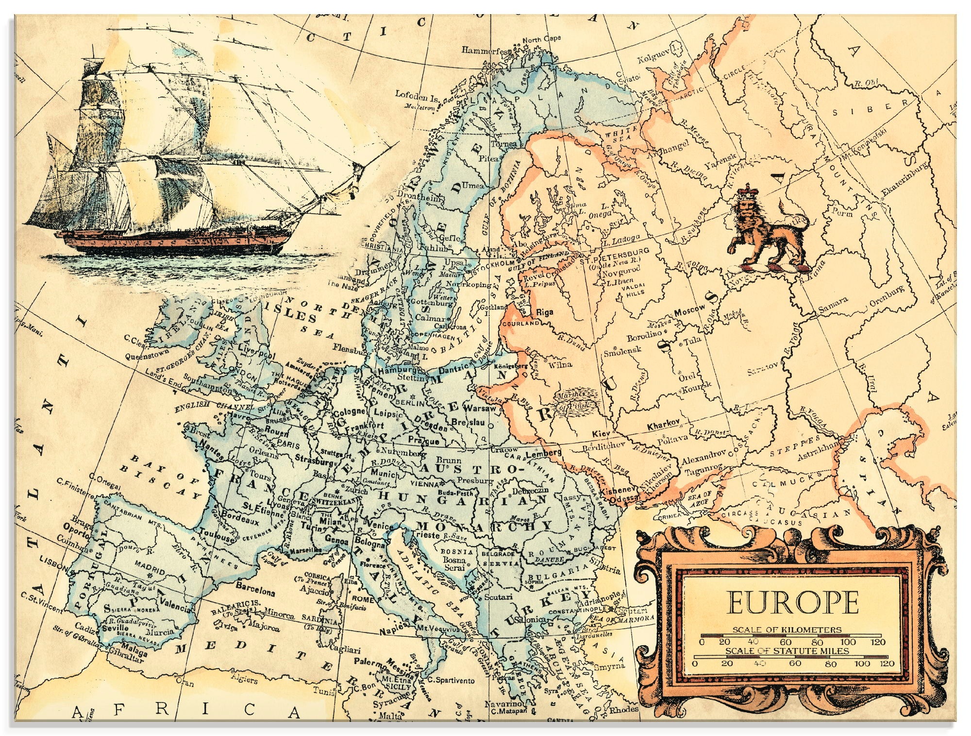 Image of Artland Glasbild »Europakarte«, Landkarten, (1 St.) bei Ackermann Versand Schweiz