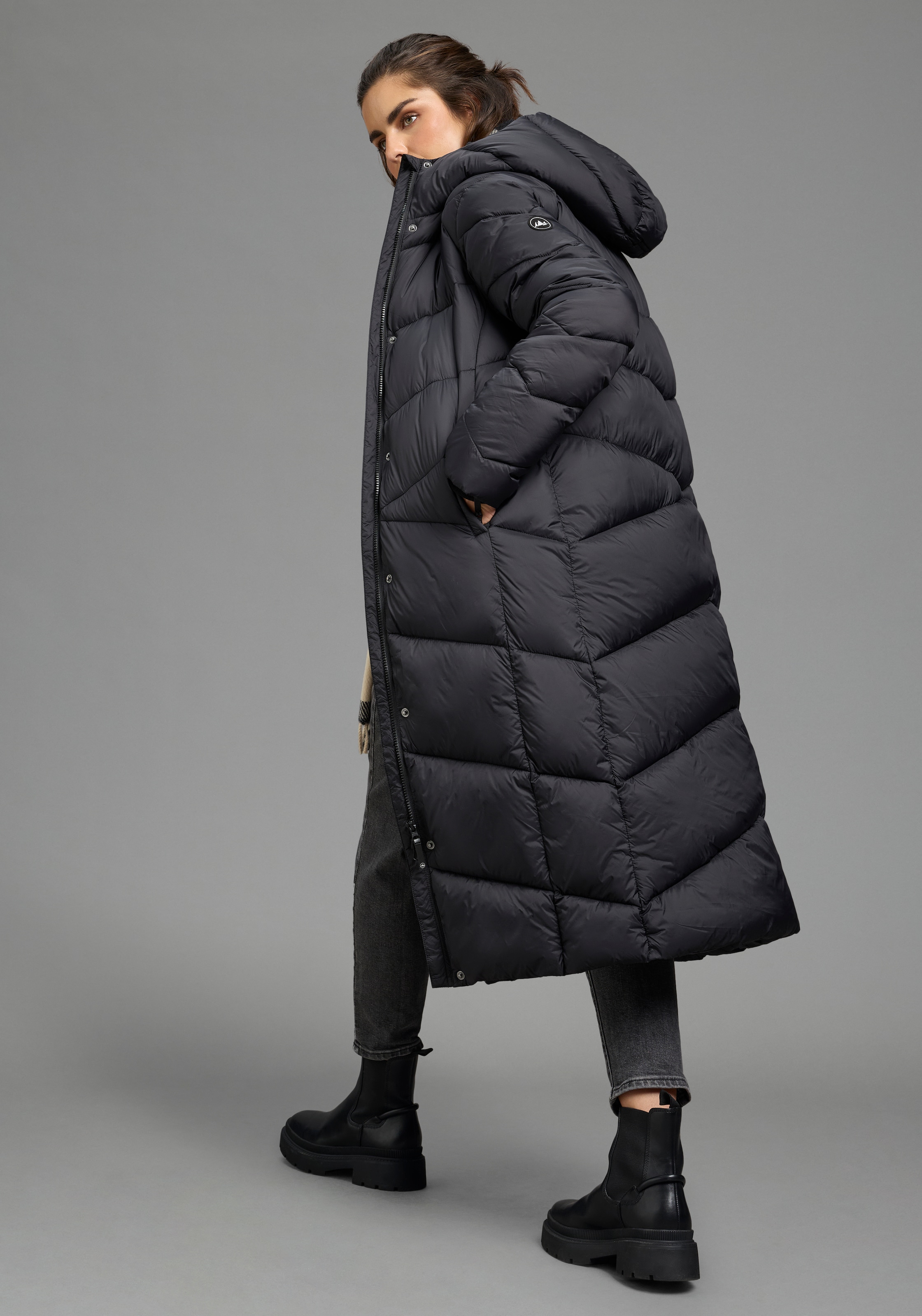 Polarino Manteau matelassé avec capuche et matelassage moderne, coupe-vent