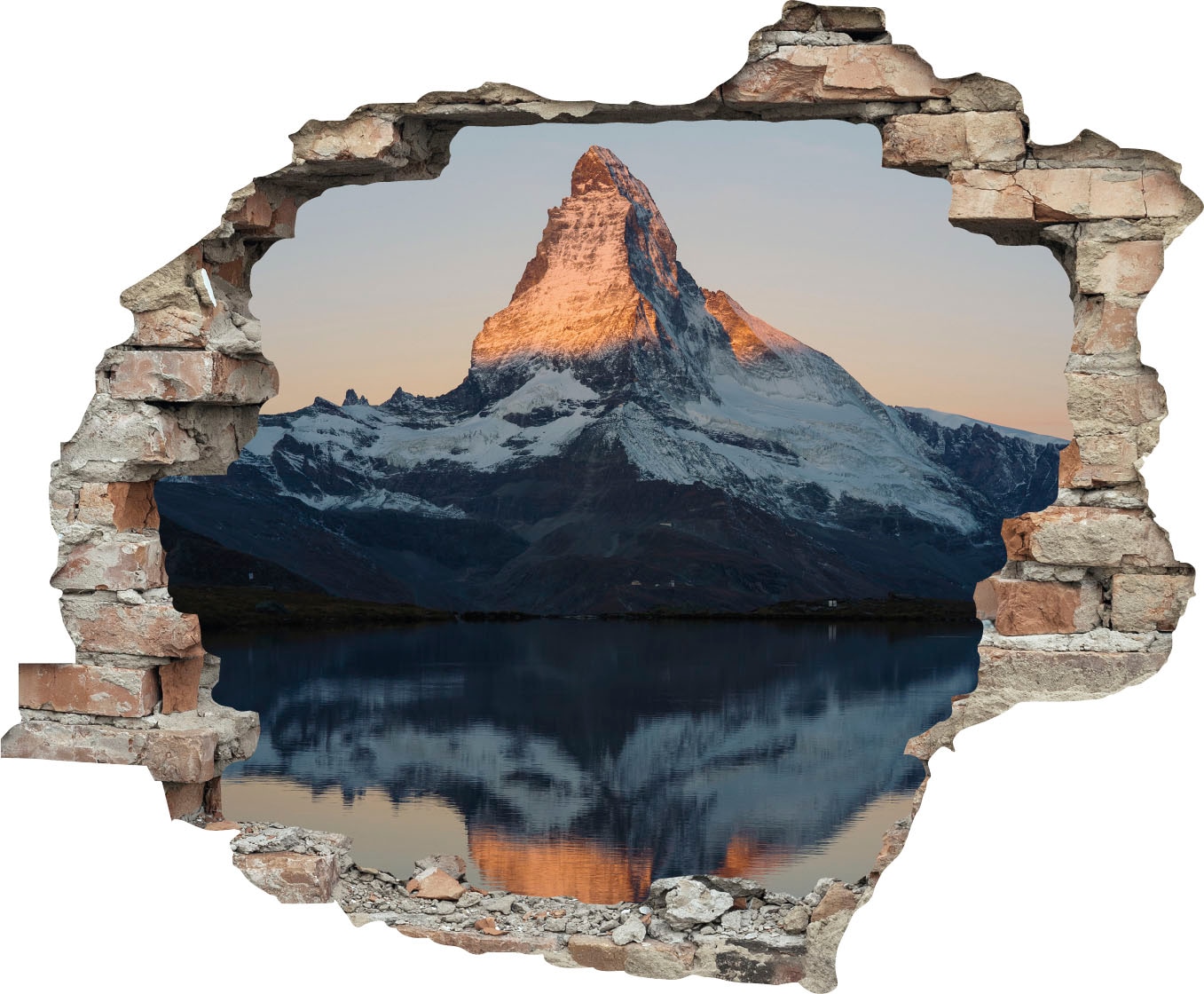 Image of queence Wandtattoo "Matterhorn" Wandsticker, Wandbild, selbstklebend, 3D, Wanddurchbruch
