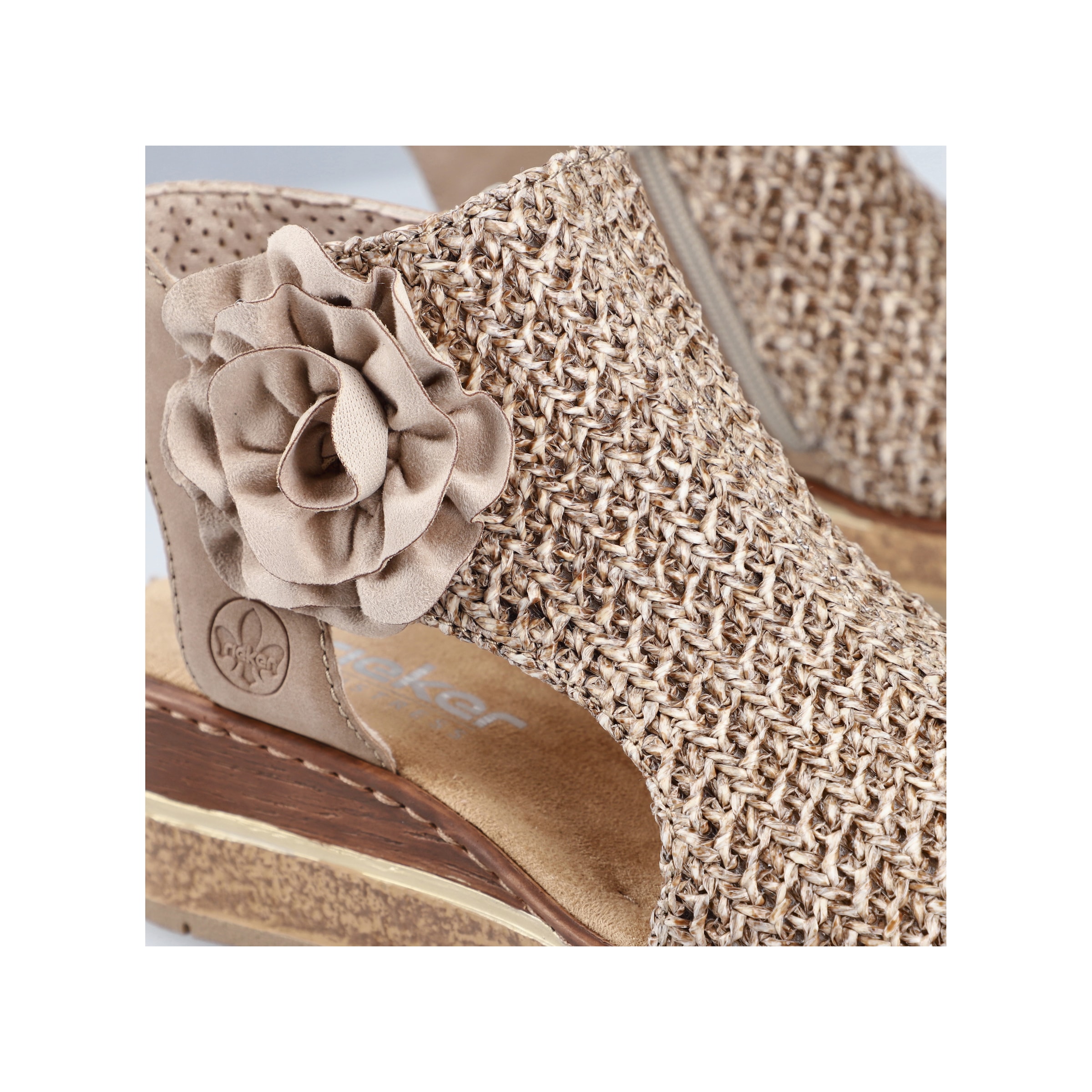 Rieker Sandales à tige  Sandale compensée, chaussure d'été, sandalette à plateforme avec fleur