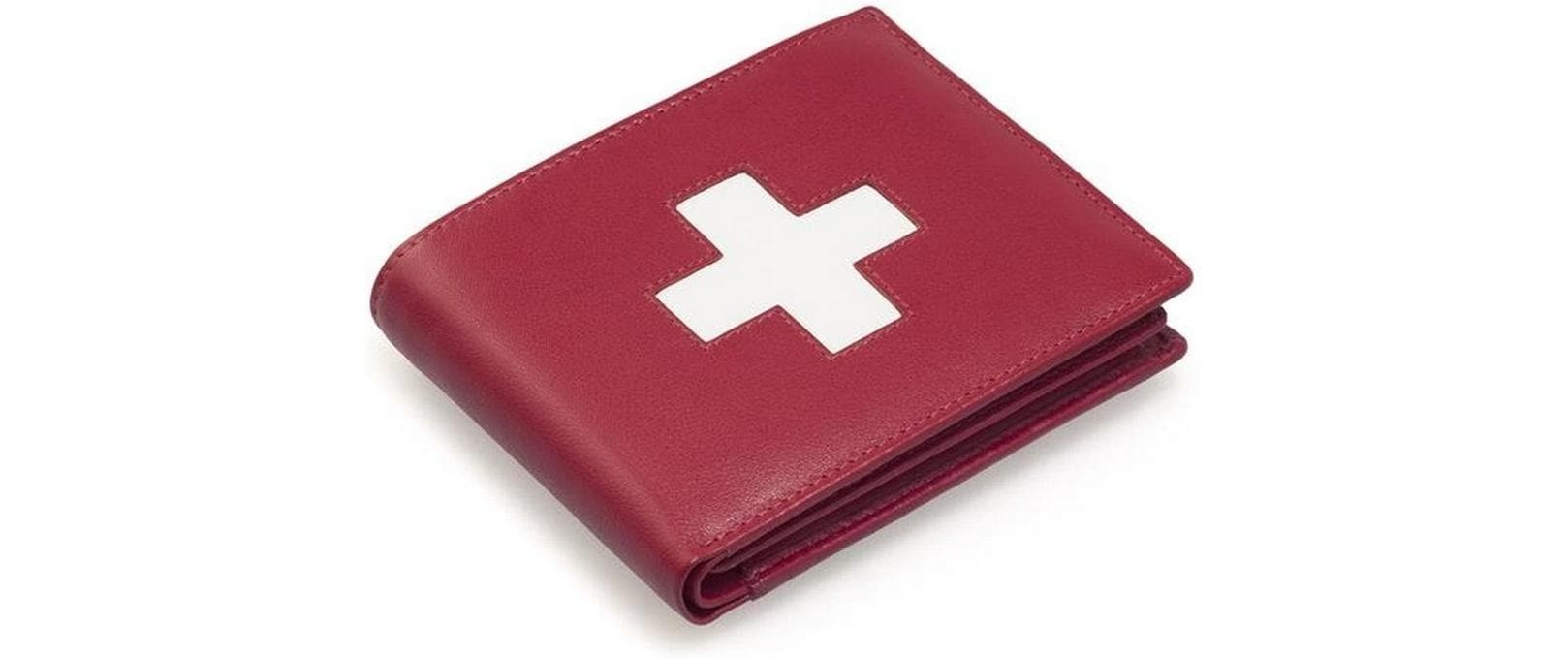   Porte-monnaie »creanorm Portemonnaie Echtleder« Echtleder-Portemonnaie mit Schweizer Kreuz + Reissverschluss-Notenfach