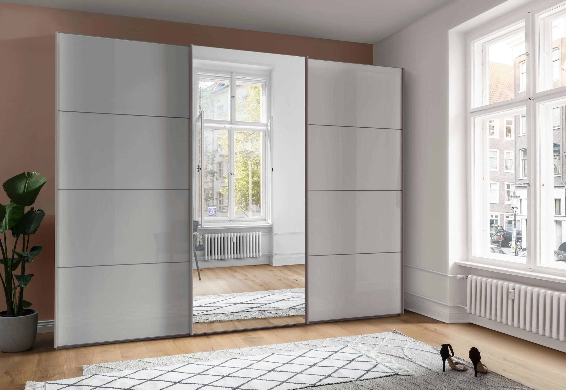WIEMANN Schwebetürenschrank »Kos«, mit Spiegeltür und Schattenfuge