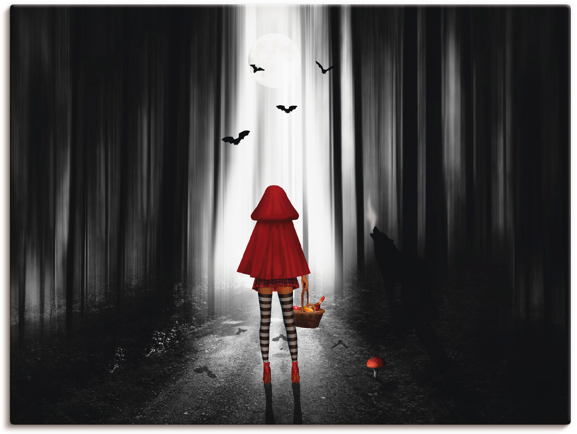 Image of Artland Leinwandbild "Das Rotkäppchen auf High Heels" Dark Fantasy 1 Stk. tlg. auf Holzrahmen gespannt