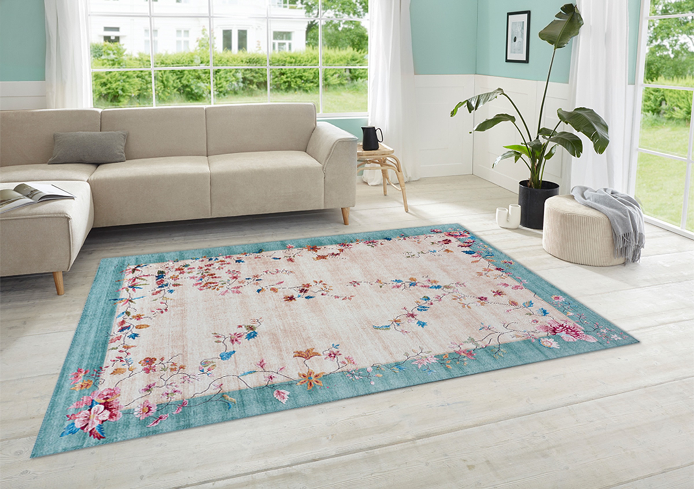 freundin Home Collection Designteppich »Gloriosa«, rechteckig, Vintage Design, Orient Optik, Florales Muster, Kurzflor, Wohnzimmer