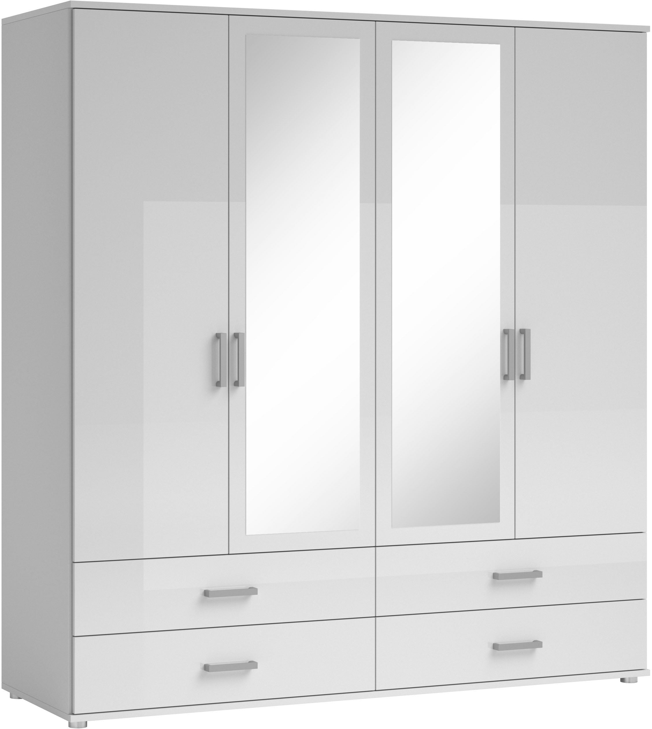 Schlafkontor Drehtürenschrank »Ivar Kleiderschrank mit Spiegel«, inklusive 2 Spiegeltüren und 2 farblich abgesetzten Schubkästen