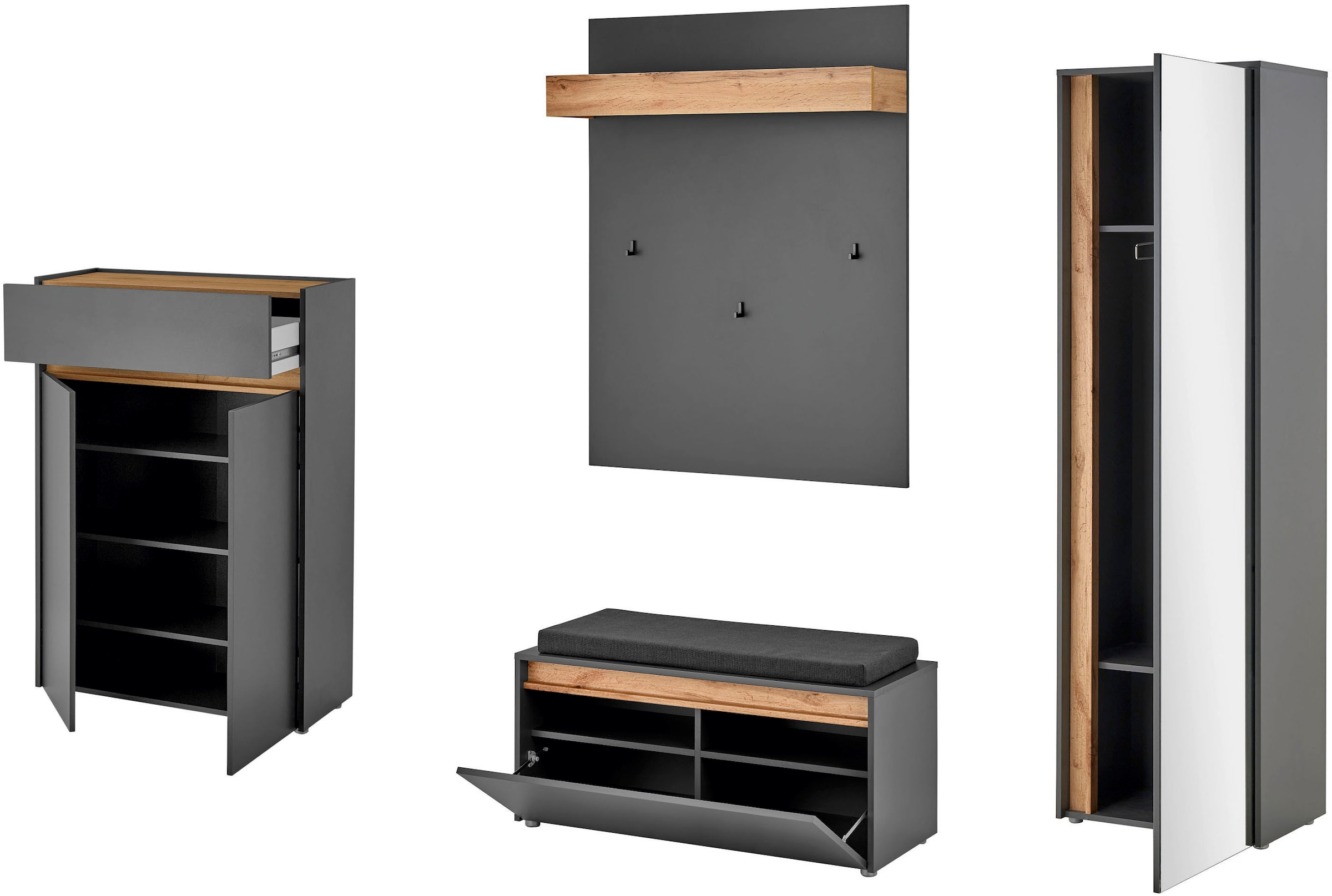 Home affaire Garderoben-Set »City/Giron, moderne Garderobe, viel Stauraum, ca. 24 Schuhe« Set, 4 Stk. tlg.